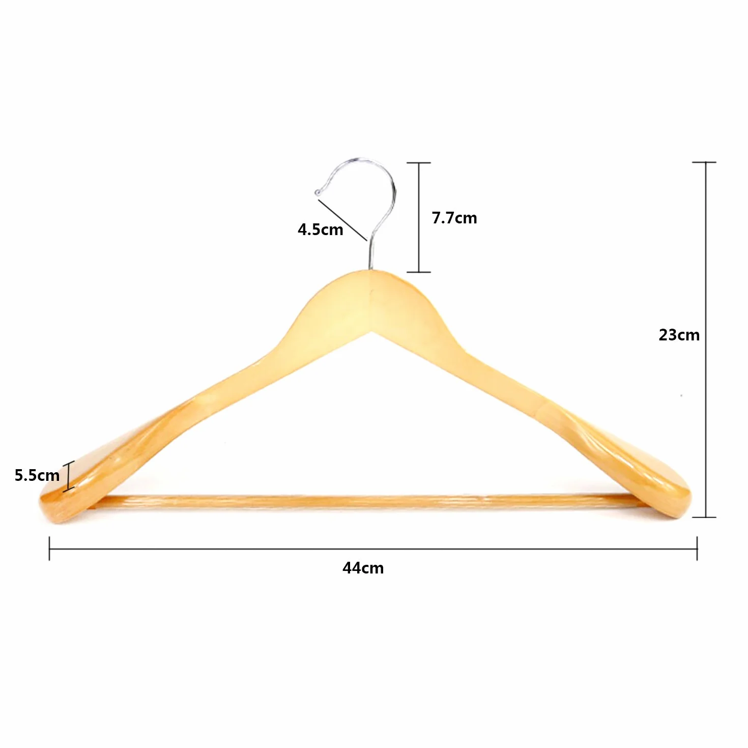 6 Perchas de Madera Con Barra de Pantalones Antideslizante - Naturaleza Perchas Para Abrigos, Trajes (Hombros Extra Anchos)
