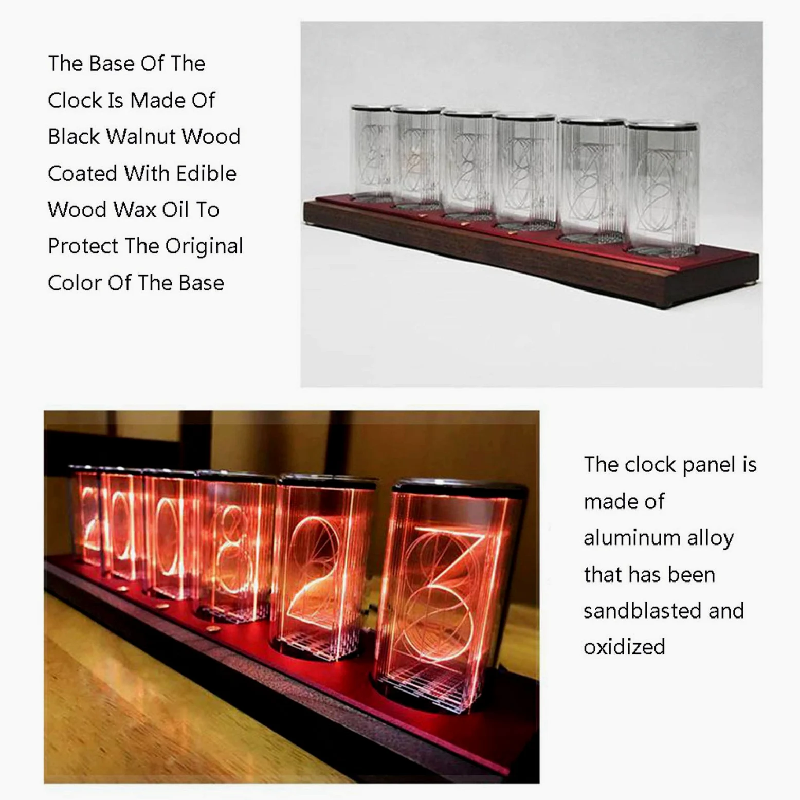 Regalos Personalizados, Nixie Kit RGB, Reloj de 24 Horas, Control Remoto de Tubo de vacío, Reloj de Tubo, Reloj de Escritorio, Temporizador de Encendido y Apagado, Nogal
