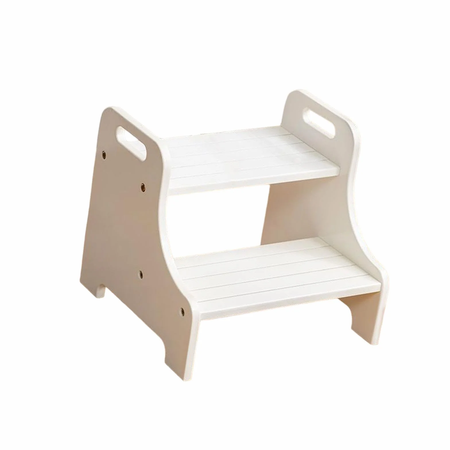 Taburete de Dos Niveles con Asas Y Cojines para Niños Y Adultos, Blanco, Individual