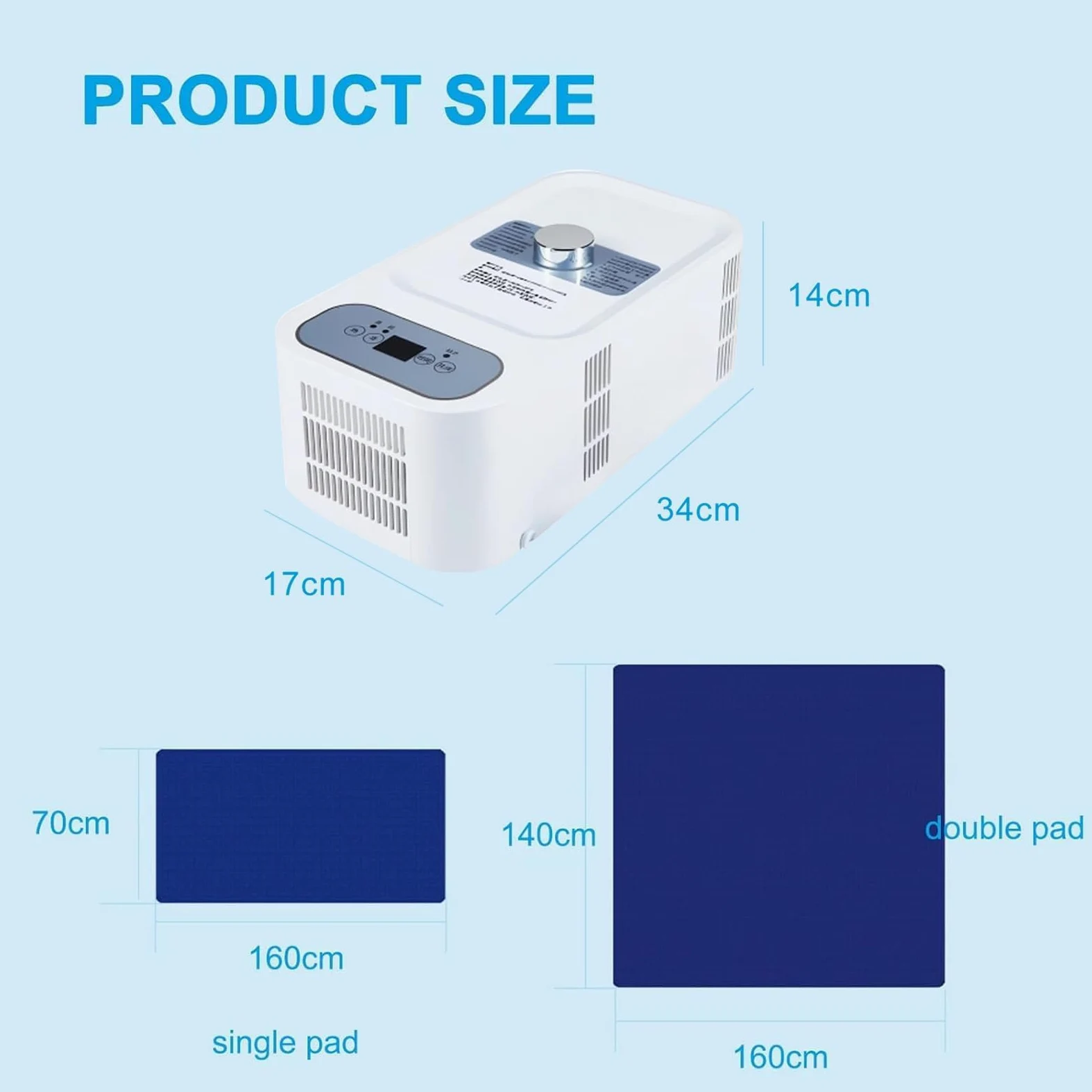 Colchón Eléctrico con Enfriamiento por Agua, Almohadilla de Colchón con Enfriamiento por Agua con Temporizador de 12 Horas y Enfriamiento de 3-8℃, Cubierta de Colchón Eléctrica con Enfriado 160x140cm