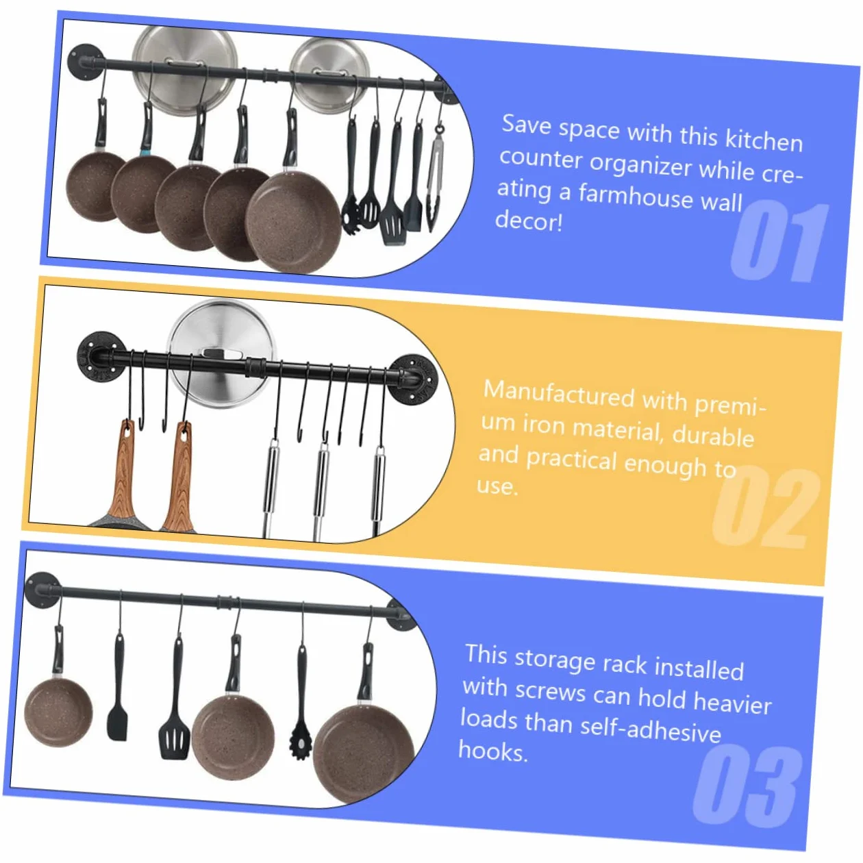 Rejilla Para Tapas De Ollas De Pared Estante Para Ollas De Hierro Organizador De Colgante Para Cocina