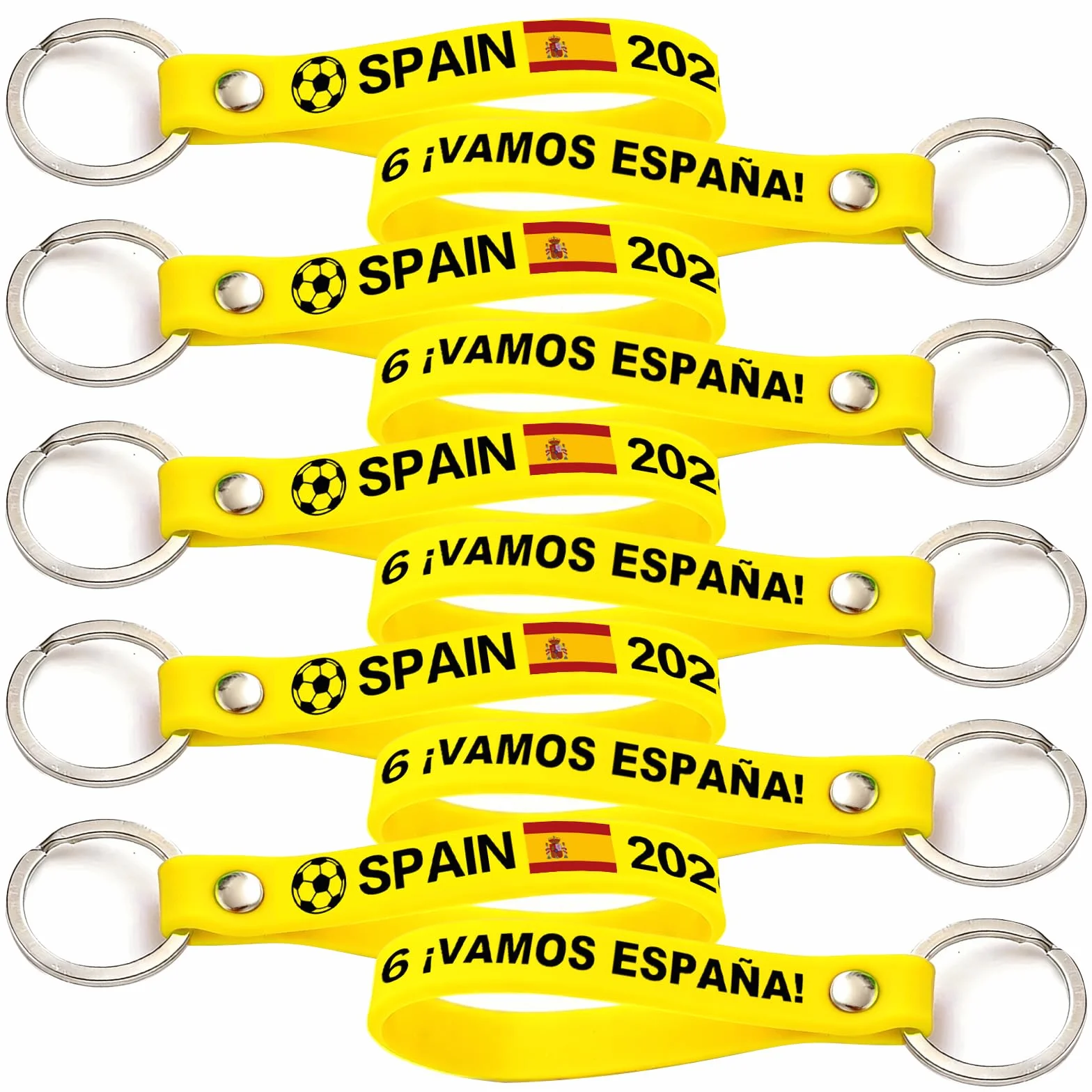 YESAH Juego de 10 llaveros de silicona con diseño de banderas y cordón, regalo flexible y resistente para fans