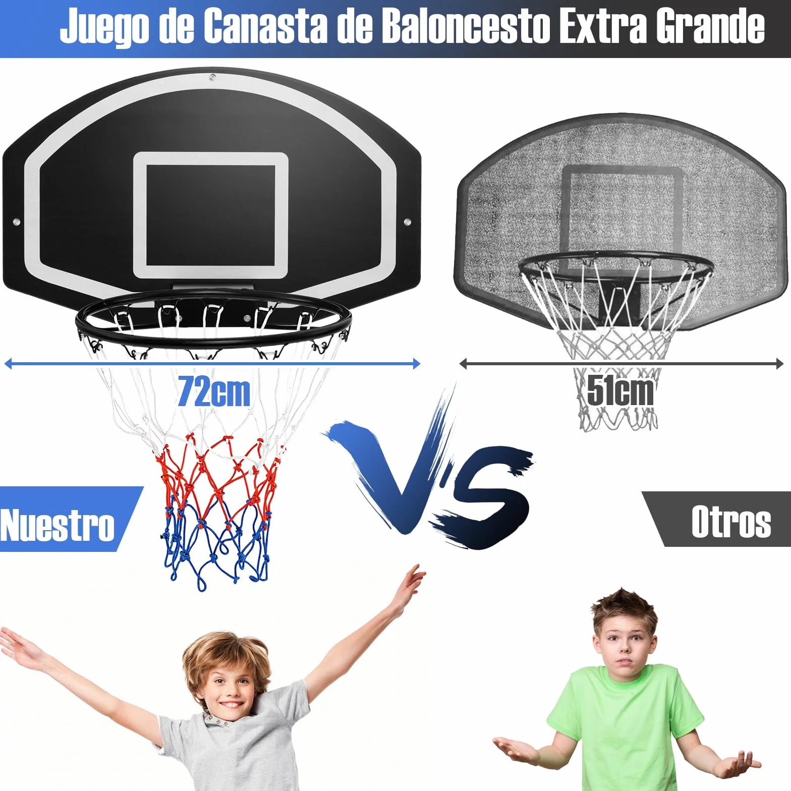 GOPLUS Canasta Baloncesto Montada en la Pared, Tablero 72x45,5cm Exterior e Interior