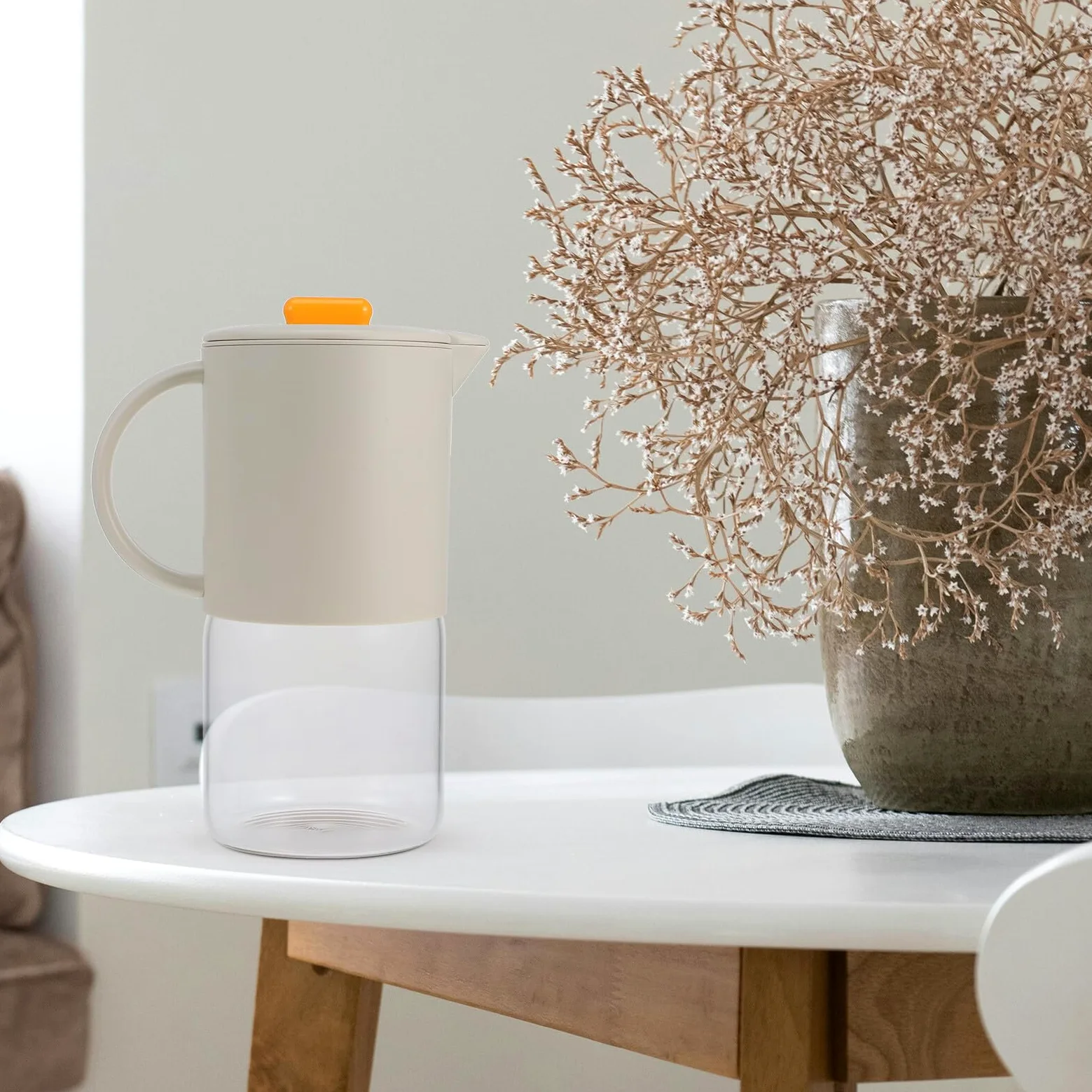 Jarra de Agua Grande con Tapa Automática Capacidad Amplia para Jugos y Bebidas Frías Resistente y Fácil de Limpiar para Hogar y Fiestas