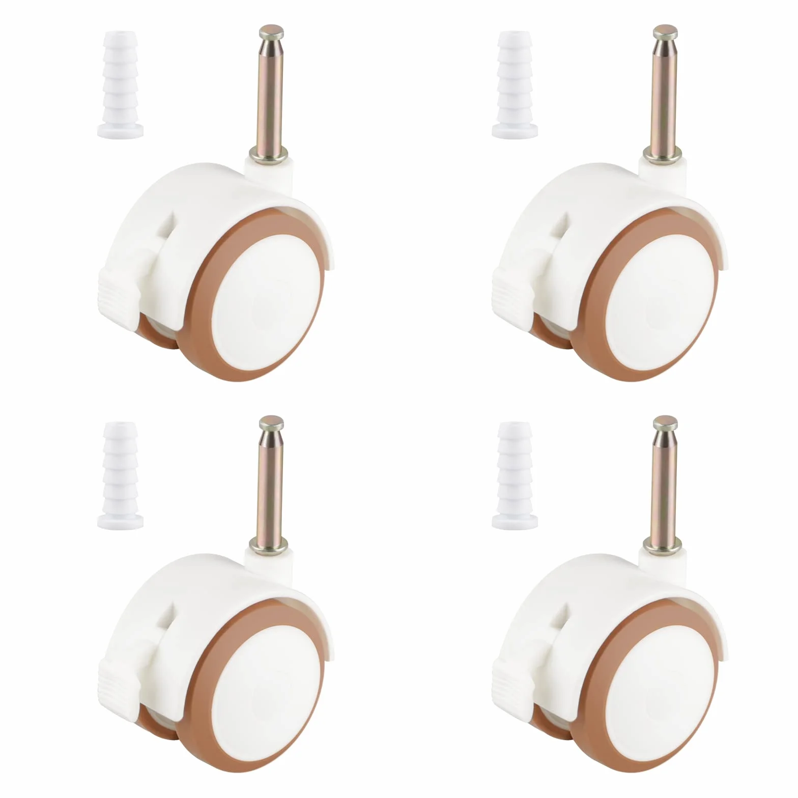 Ruedas para muebles infantiles con freno, 4 unidades, 7mm, Blancas