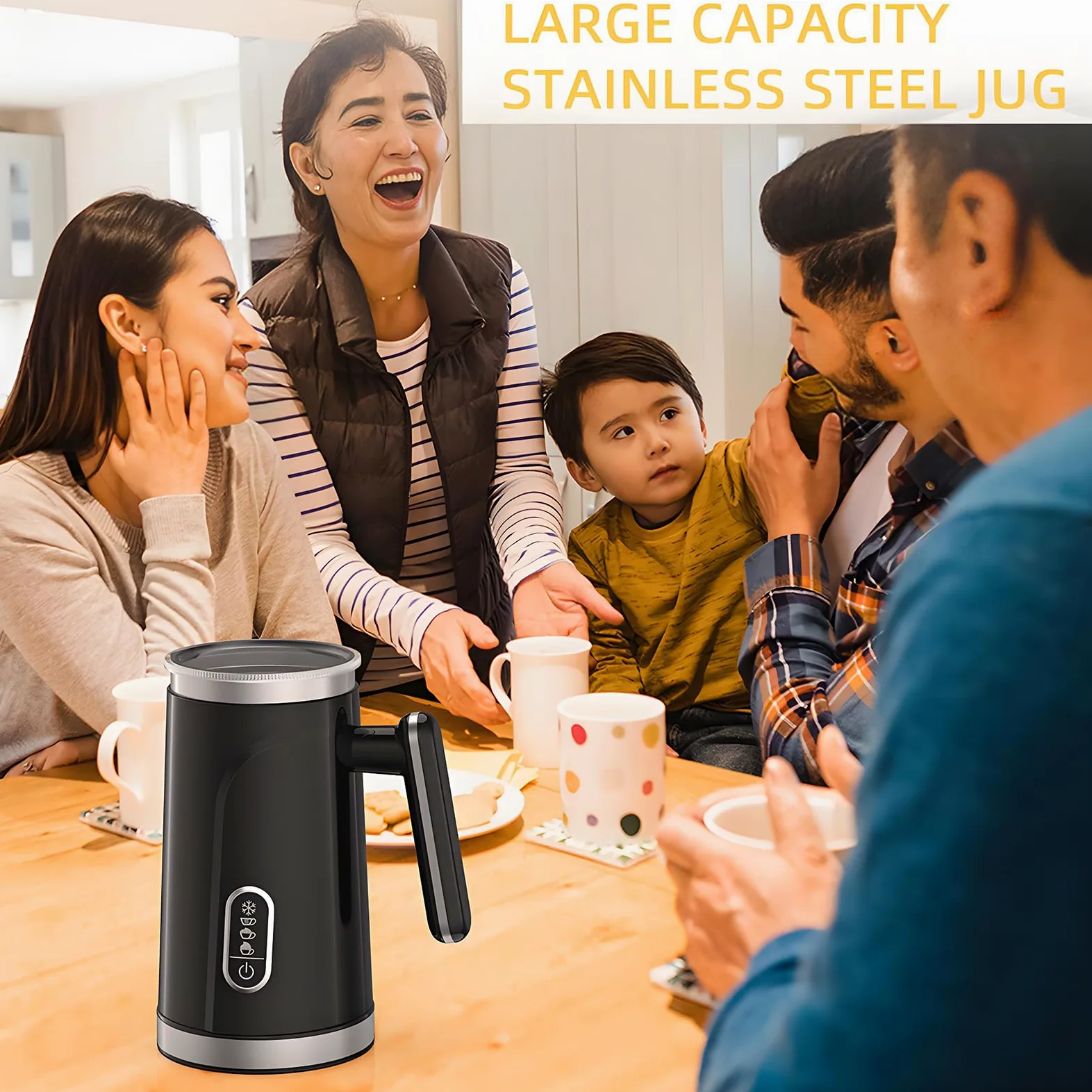 El Ritmo De Leche Eléctrica, El Frito De Leche 4 En 1 Y El Vapor con Batidora, Fabricante Automático De Espuma Caliente/fría Y Calentador De Leche para Café con Leche, Cappuccinos, Macchiato, Leche