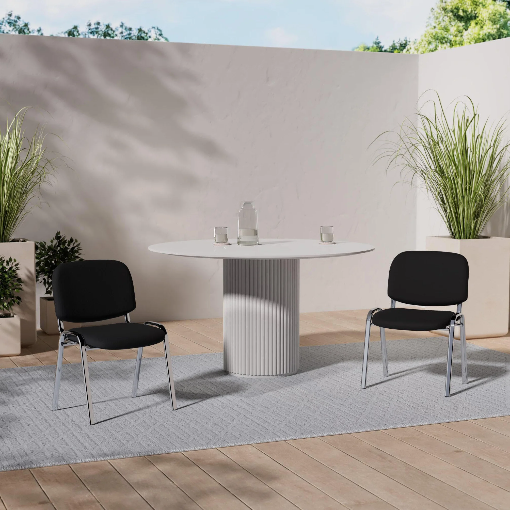 CLP Silla De Conferencia Ken Chrom En Tela I Silla Confidente Apilable I Silla De Oficina Sin Ruedas con Base de Metal I Color:, Color:Negro