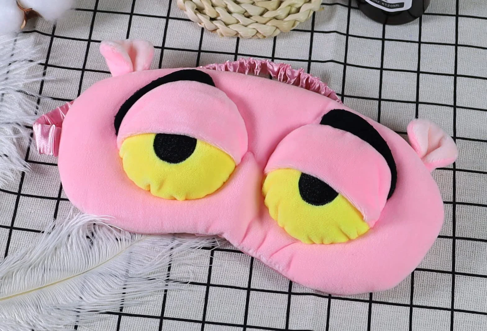 Máscara del Sueño Pelusa Dormir Divertido Rana Dibujos Animados Tapa Ojo Visera Viaje Sleep Mask Rosado