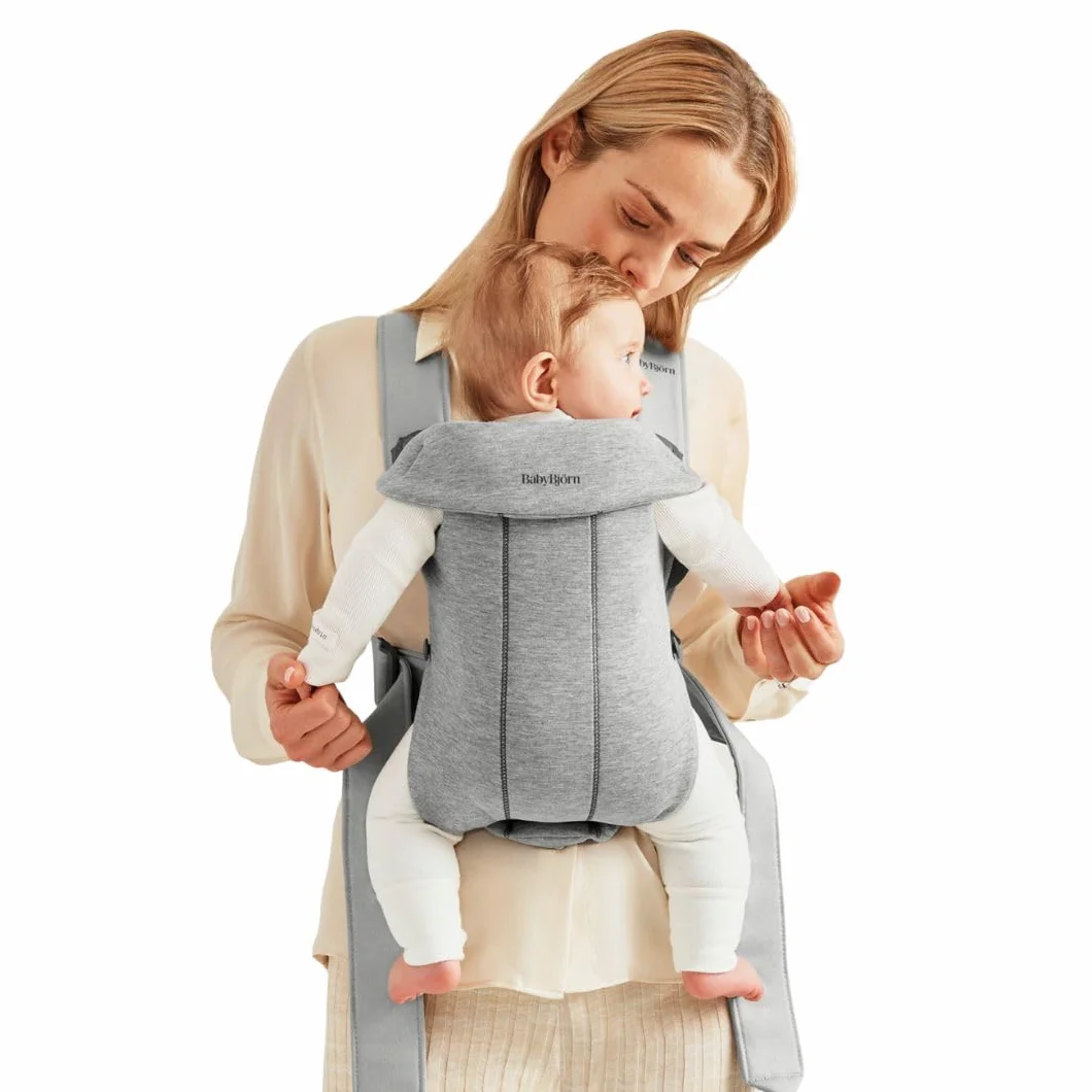 BABYBJÖRN Mochila Porta Bebé Mini, 3D Jersey, Gris Claro