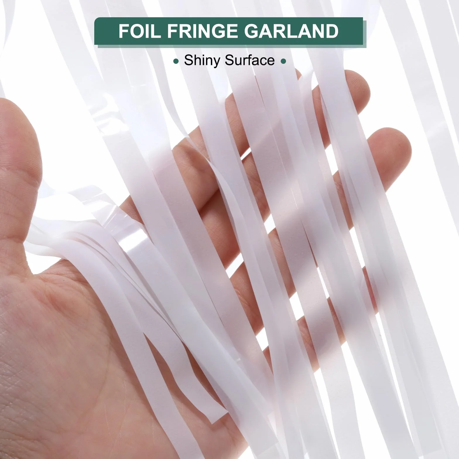 sourcing map Guirnalda de Flecos de Papel de Aluminio de 10 pies, Streamers Metálicos Blancos para Fiestas de Navidad, Año Nuevo, Cumpleaños - Juego de 3 Piezas