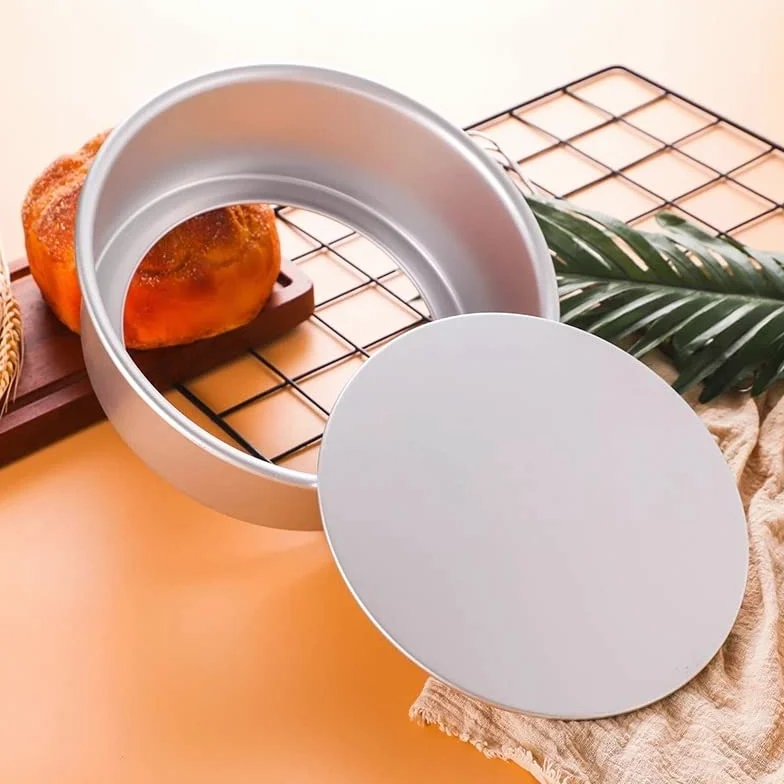Juego de moldes para pasteles redondos de 4/6/8 pulgadas con parte inferior extraíble Juego de moldes para pasteles de gasa de aleación de aluminio Herramientas de latas para pasteles redondos de 3 n