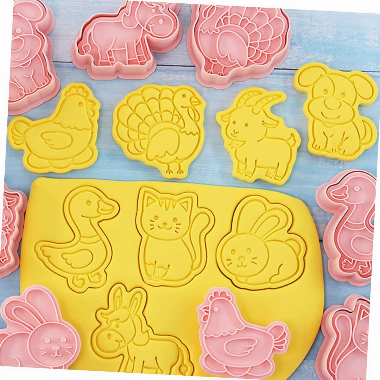 Cabilock 5juegos Cortadores De Galletas De Animales De Plástico Reutilizables Para Hornear Set De Moldes De Biscuit Para Repostería y Infantiles y