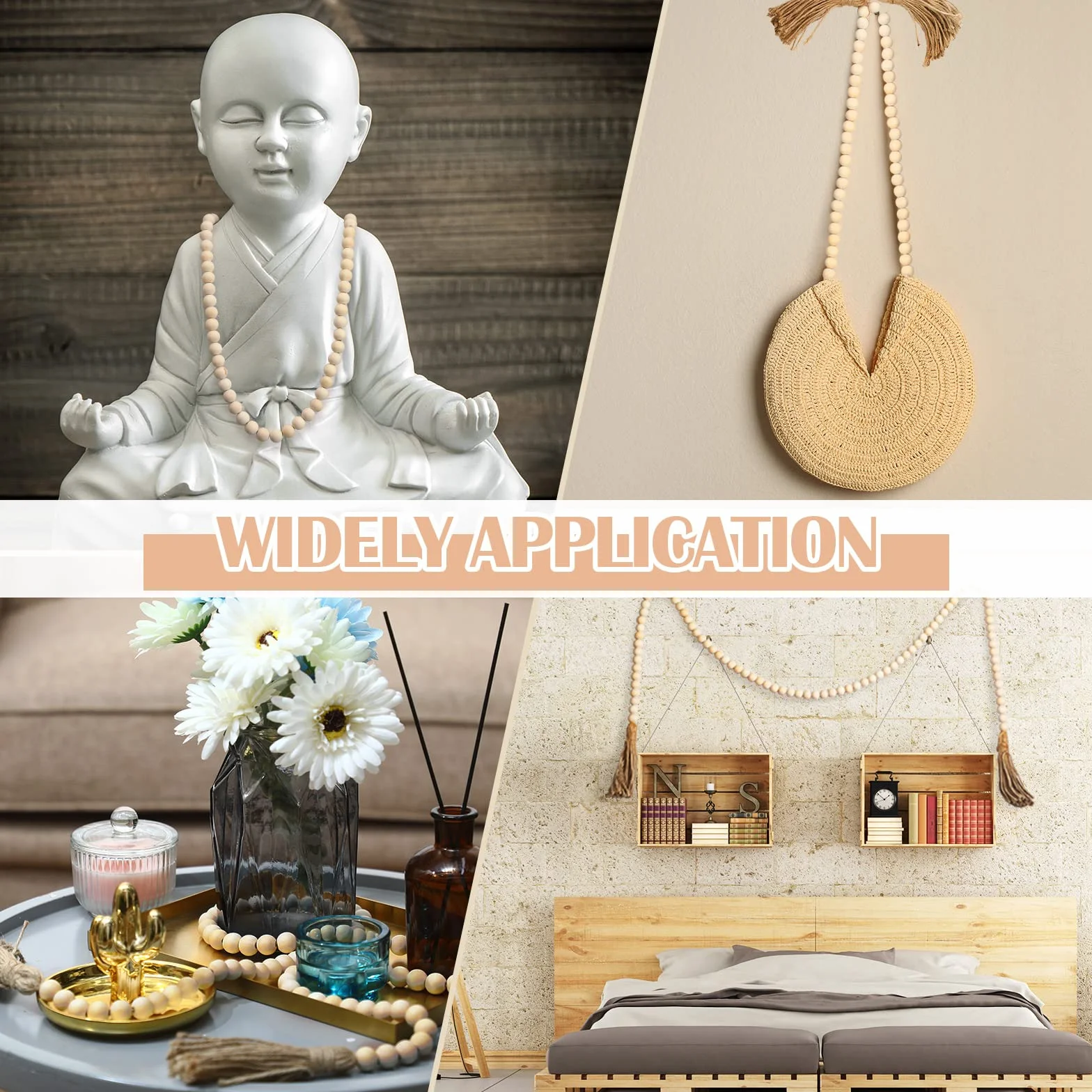 3 Libros Decorativos para decoración del hogar, Libros de imitación Blancos, Libros de exhibición Apilados con borlas de Cuentas de Madera para mesas de café, 58 Pulgadas (Familia Donde Comienza la