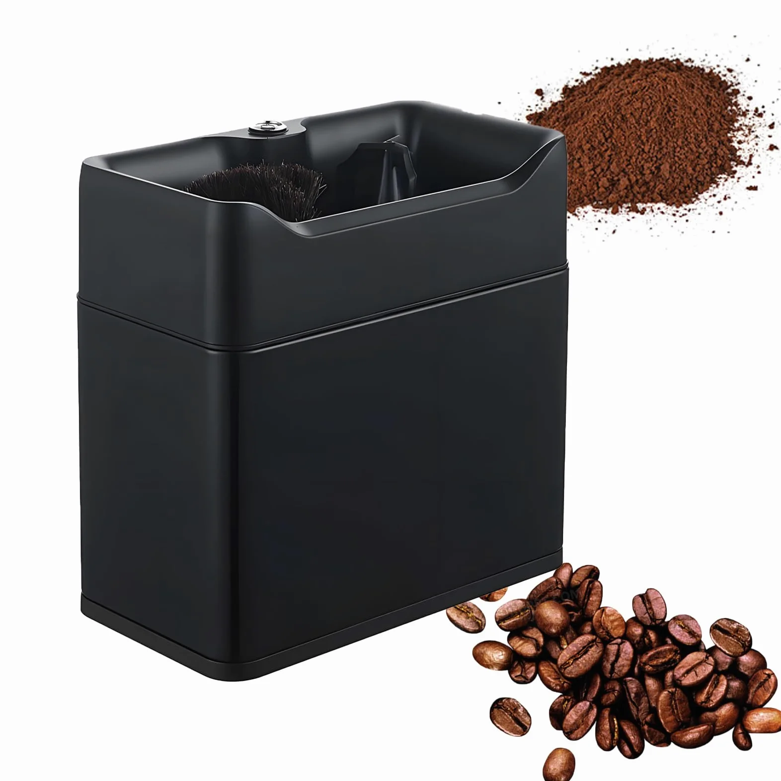 Limpiador de portafiltros eléctrico para Espresso, automático con Cabezales de Cepillo y Dos raspadores, Compatible con portafiltros de 58 mm para una o Dos Tazas. Black