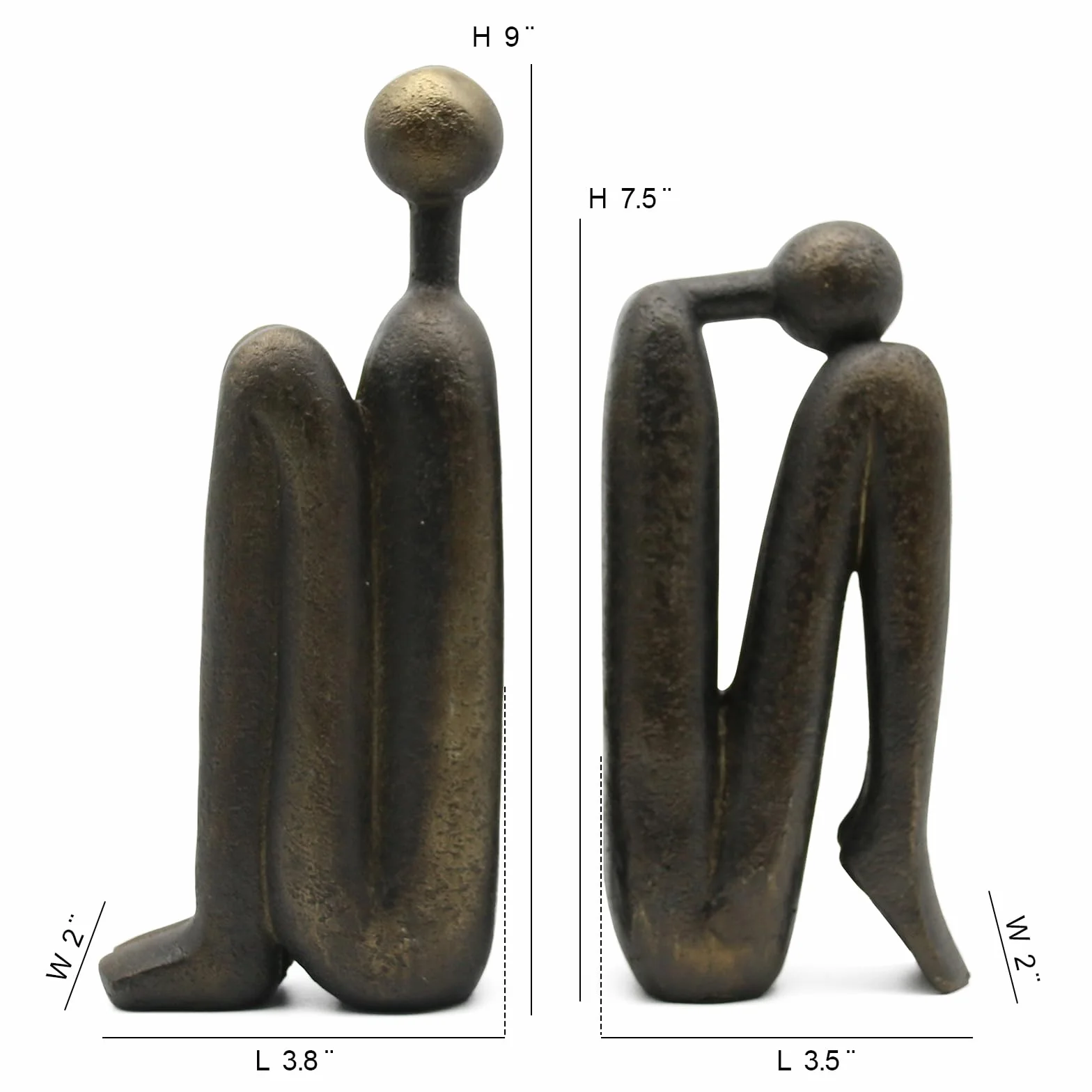 Lukitas Thinker - Estatuas y esculturas, sujetalibros Decorativos Antideslizantes, tapón de Libro para estantes, Resina