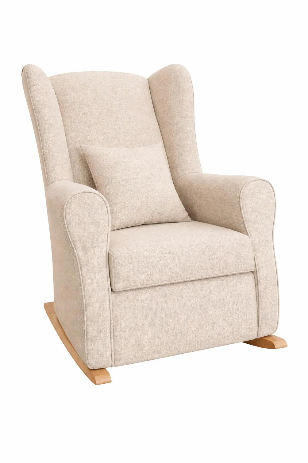 Sillón de Lactancia Balancín Moderno Cojín Decorativo Beige Mecedora Amamantar Cómoda Fácil Limpieza