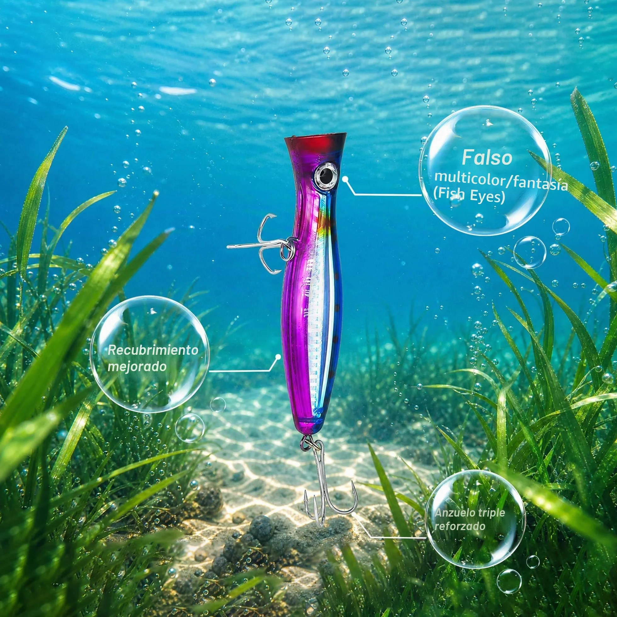 señuelos de pesca, Surface Bait - Popper, Big Popper, cebos flotantes, señuelos de pesca de agua salada, señuelos artificiales de pesca de agua salada, perca, atún de mar, lucio,