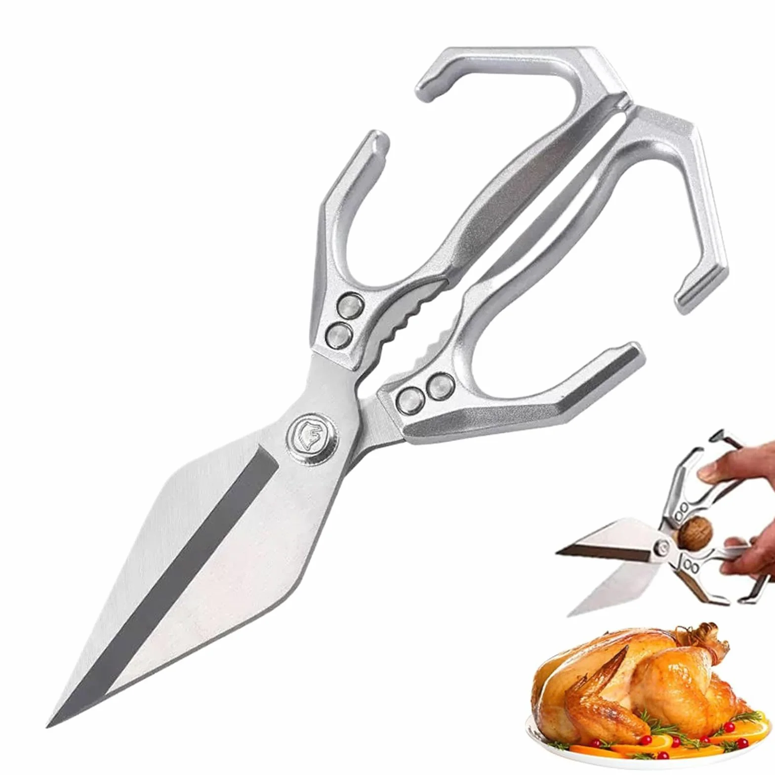 Tijeras de Cocina Abre Nueces Cortador Antideslizante Frutas Verduras Pato | Tijeras de Cocina de Acero Inoxidable para Carne para barbacoa camping pesca repostería picnic cocineros