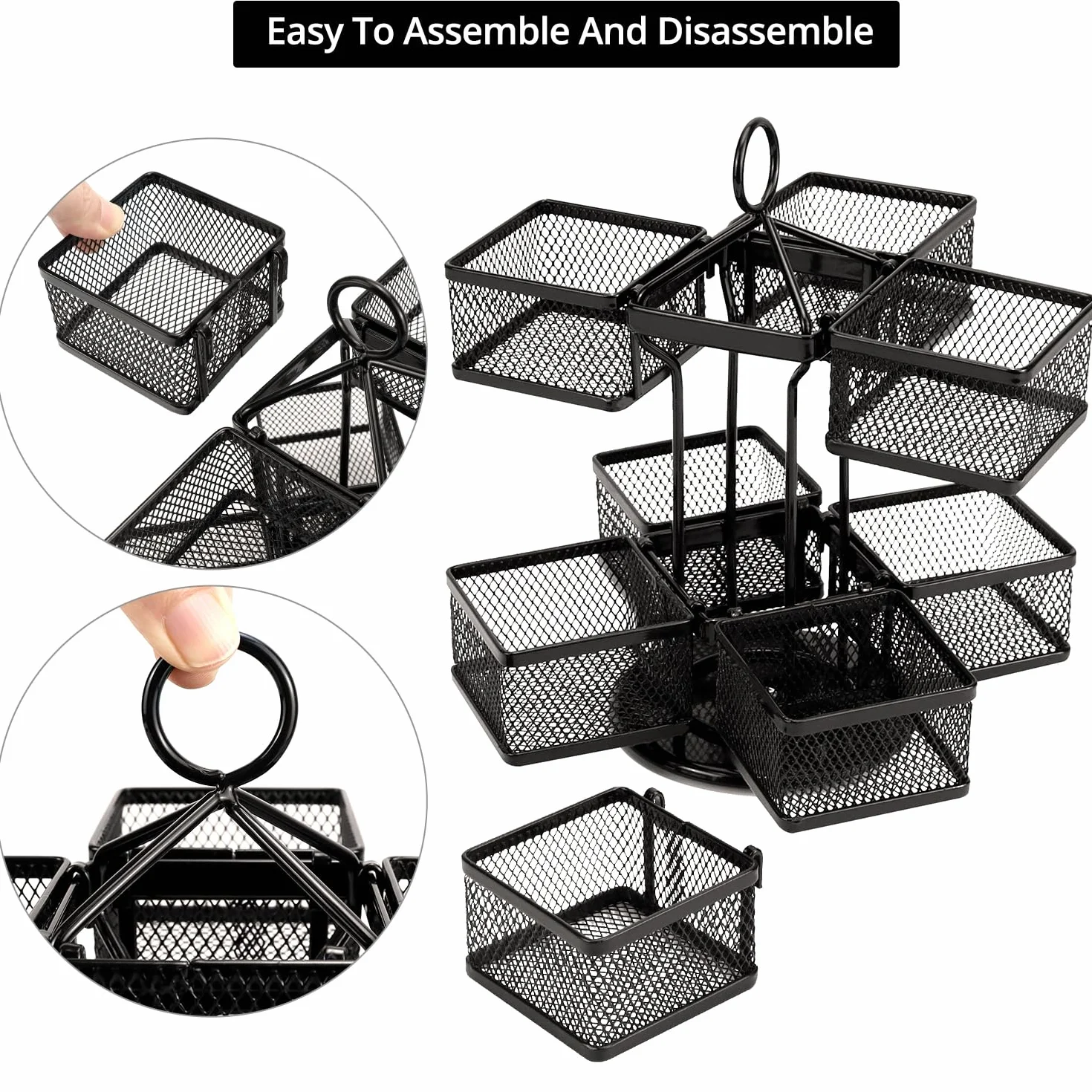 QWORK® Soporte metálico para bolsitas, caja de té giratoria para hasta 96 bolsitas de té