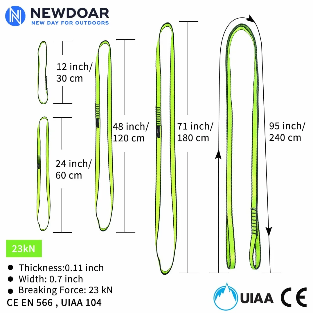 NewDoar Eslinga de Escalada de Nailon 16mm 22KN 4840lb Certificado EN566 UIAA104 Multiusos