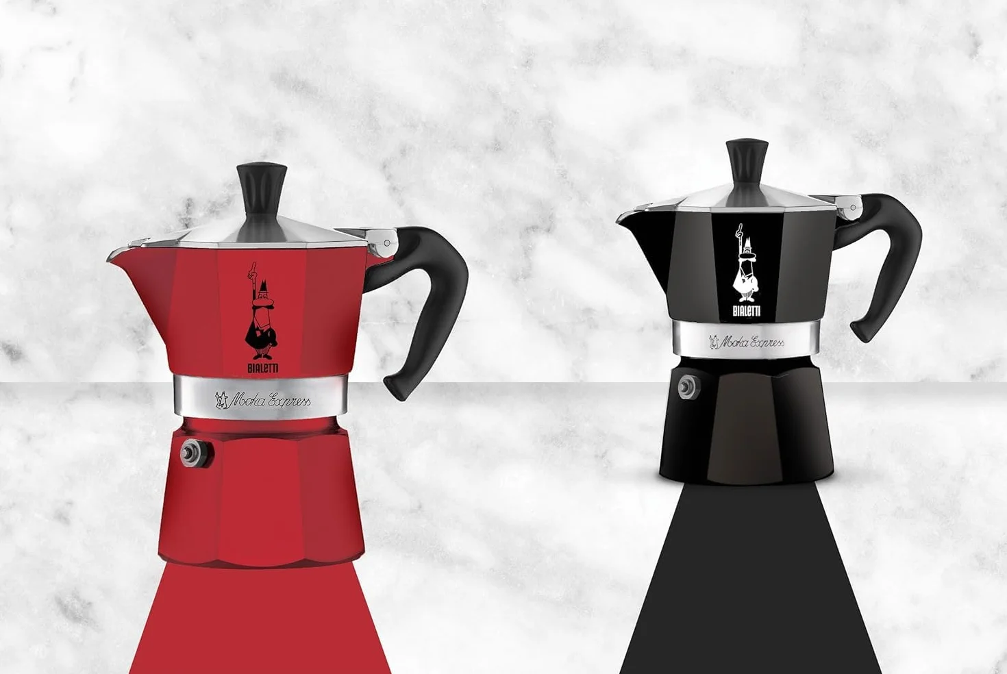 Bialetti - Moka Color: icónica cafetera espresso para estufa, hace café italiano real, tazas Moka Pot 6 (250 ml), aluminio, Negro, 6 Tazas