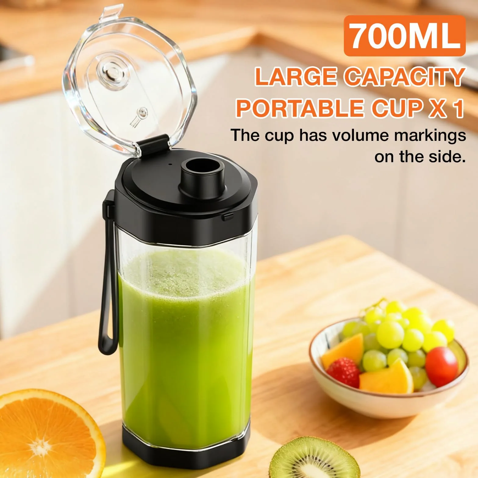 GVODE Batidora Portátil Vaso de Mano, 700ml Licuadora Inalámbrica con Batería 6000mAh, 360W para Triturar Hielo, Smoothies y Proteinshakes, Carga USB-C, IPX8 Resistente al Agua