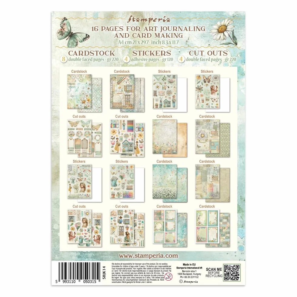 Stamperia - Junk Journal Stickers, Cut-Outs, and Backgrounds for Scrapbooks, Albums, Card Making, Bullet Journalling and More, Perfect for Hobbies, Crafts, and Gifting (Daisy Art)