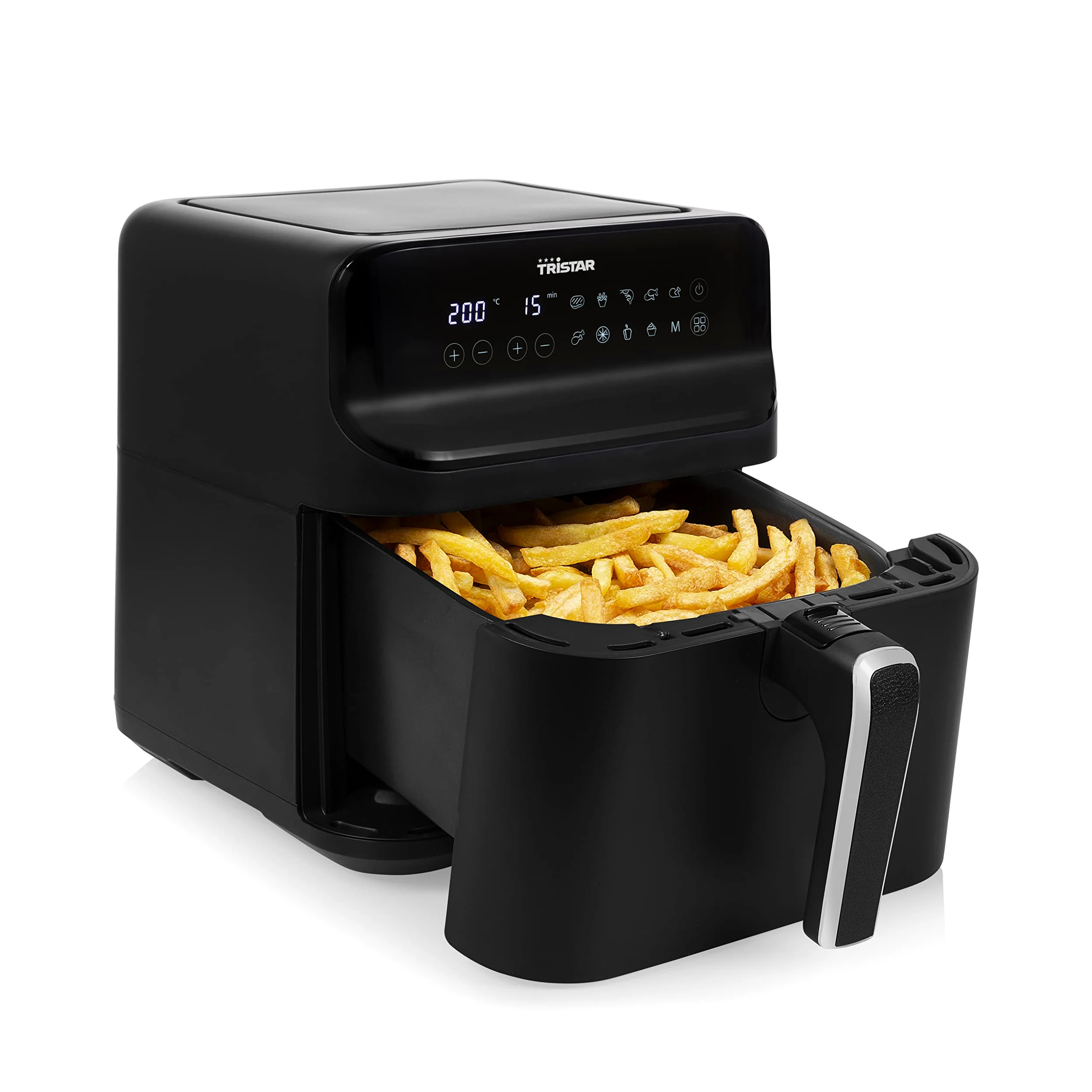 Tristar Freidora sin Aceite 6 L Digital, Airfryer para 1,5 kg Patatas, 9 Programas, Pantalla LED Táctil, Hasta 70% Ahorro Energético, 1350 W, Negro Mate, FR-9025