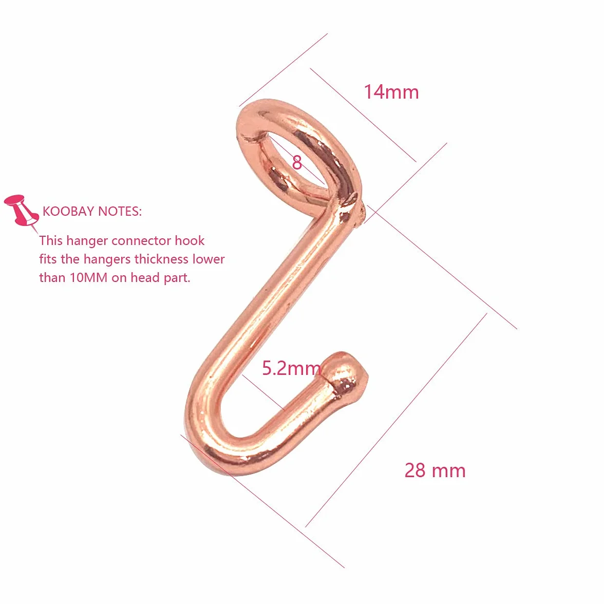 Percha de ropa, 36 ganchos conectores, ganchos de metal, color oro rosa, ganchos extensores, mini ganchos en cascada