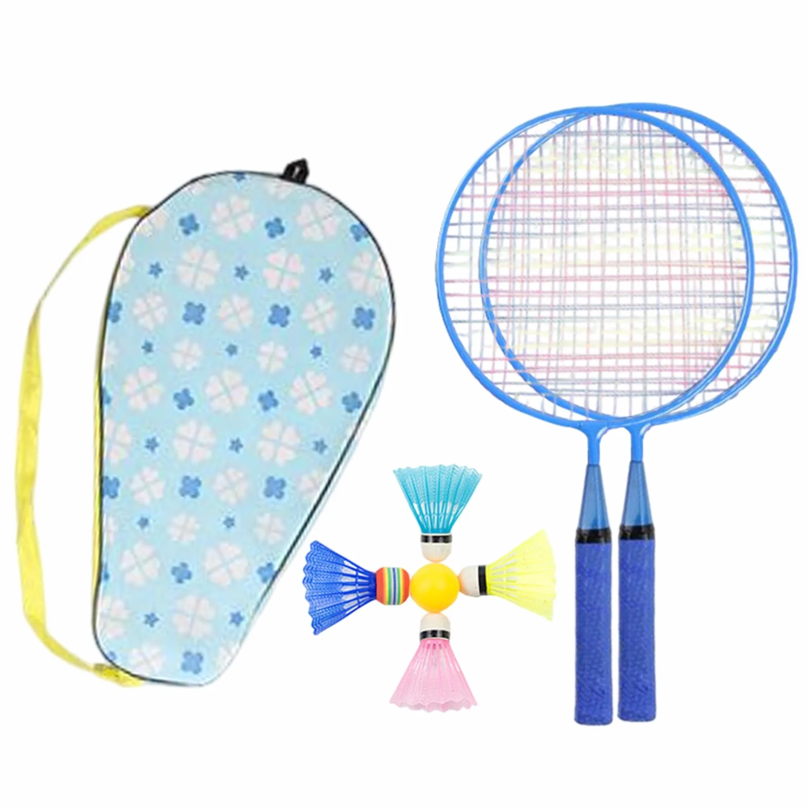 Juego de raquetas de bádminton para niños con raquetas de repuesto y volantes, juego de volantes ligeros con mango suave para familia, niños, amigos