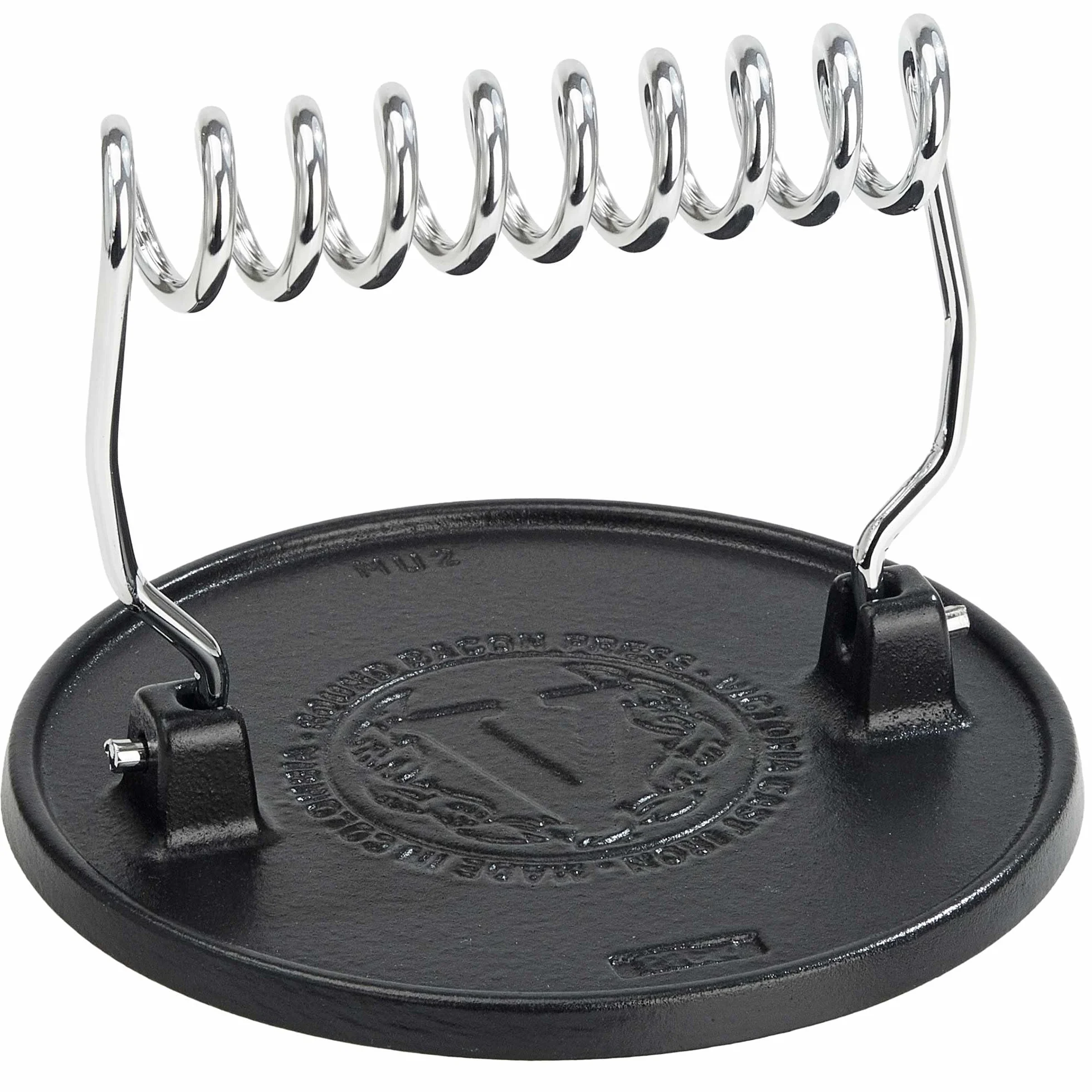 Victoria Prensa Hamburguesas Smash Burger Hierro Fundido Esmaltado 16,5cm Aplastador de Carne para Barbacoa Profesional, Mango Resistente al Calor, Libre de Tóxicos sin PTFE ni PFOA