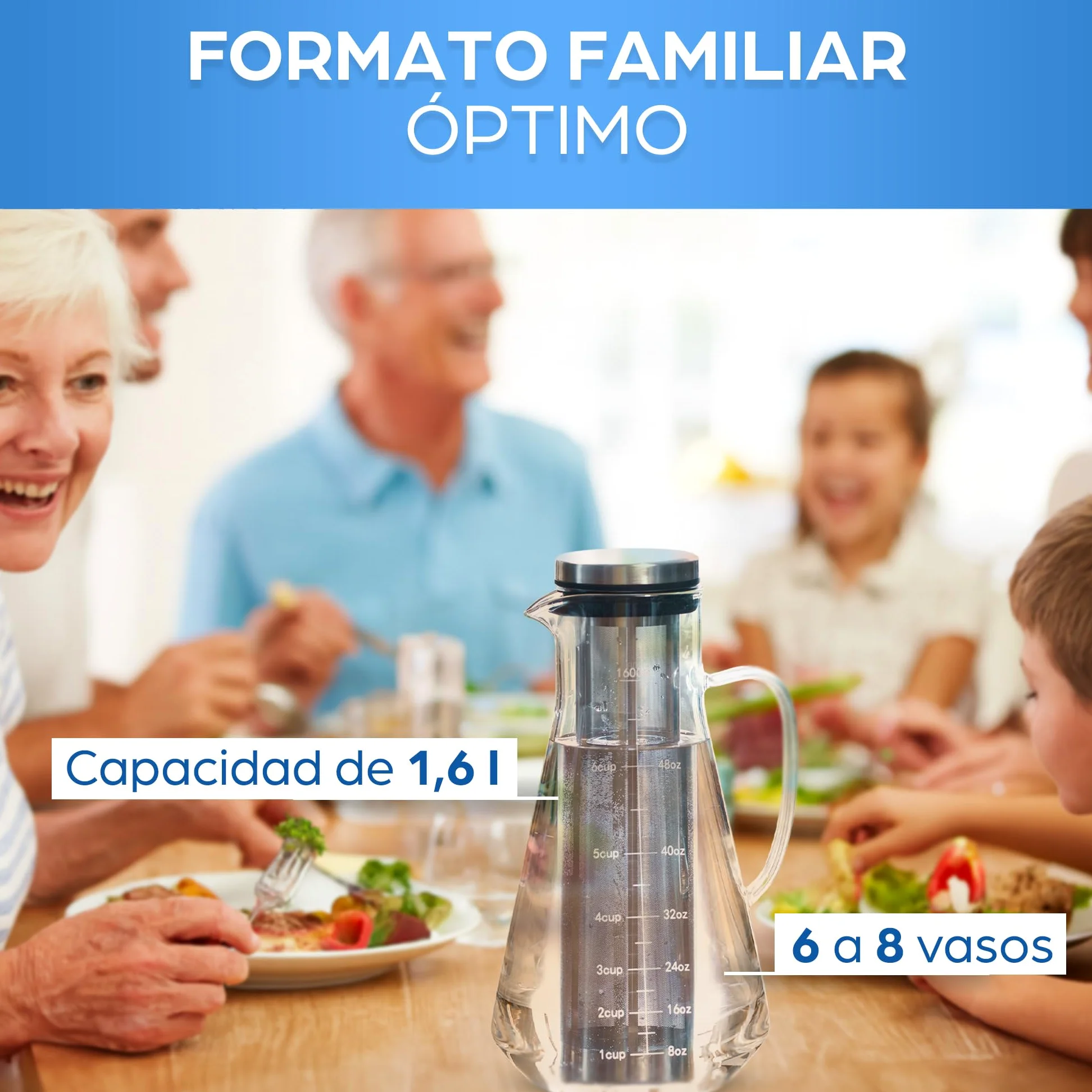 ORINKO® Jarra Cristal con Tapa 1,6L - Jarra de Agua Cristal para Infusiones - Ideal para Té, Limonada y Sangría - Jarra de Vidrio para Nevera - Diseño Elegante y Práctico para el Hogar