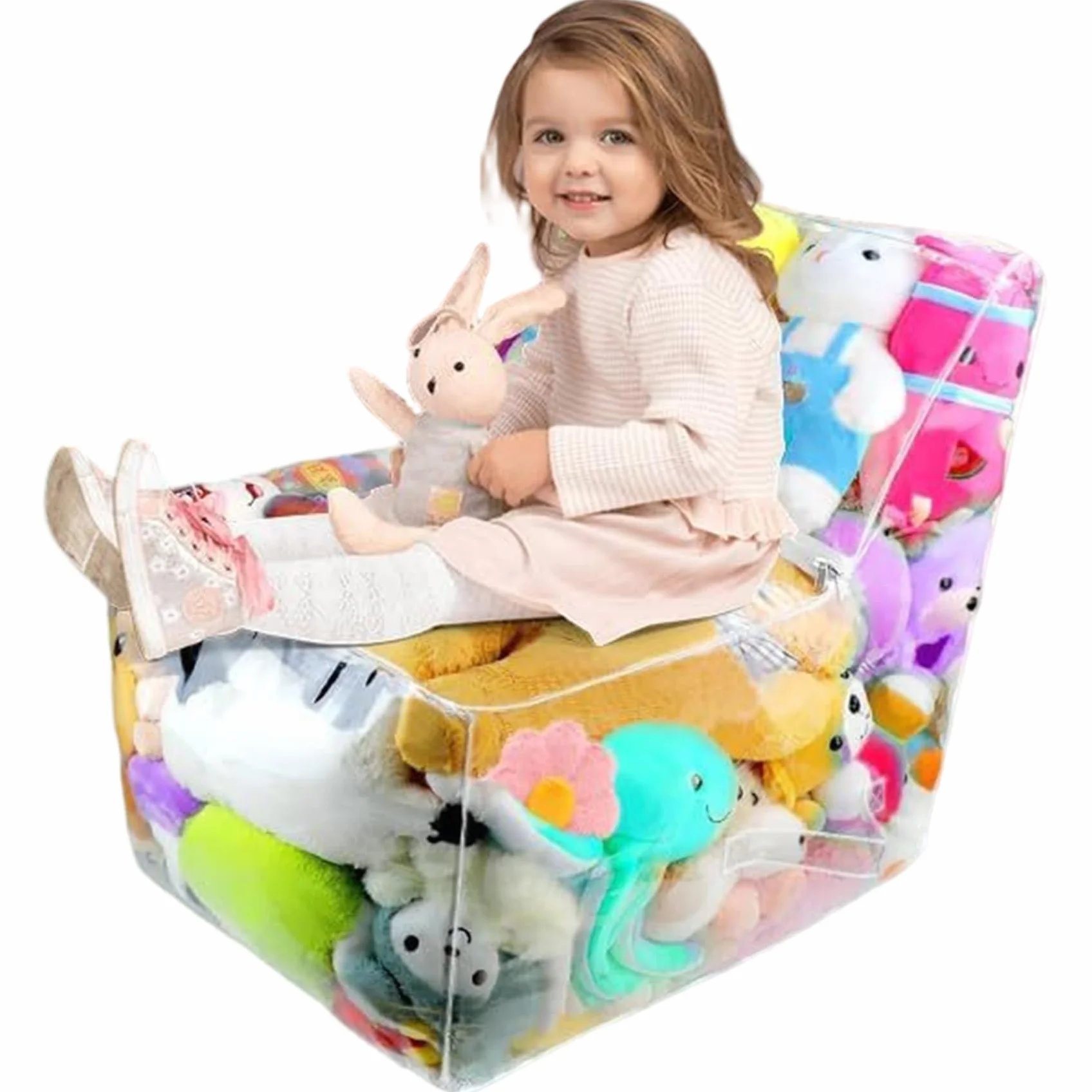 Funda Transparente para sillón puf de Peluche, Resistente al Polvo, de PVC Transparente, con Cremallera, para niños, Impermeable.