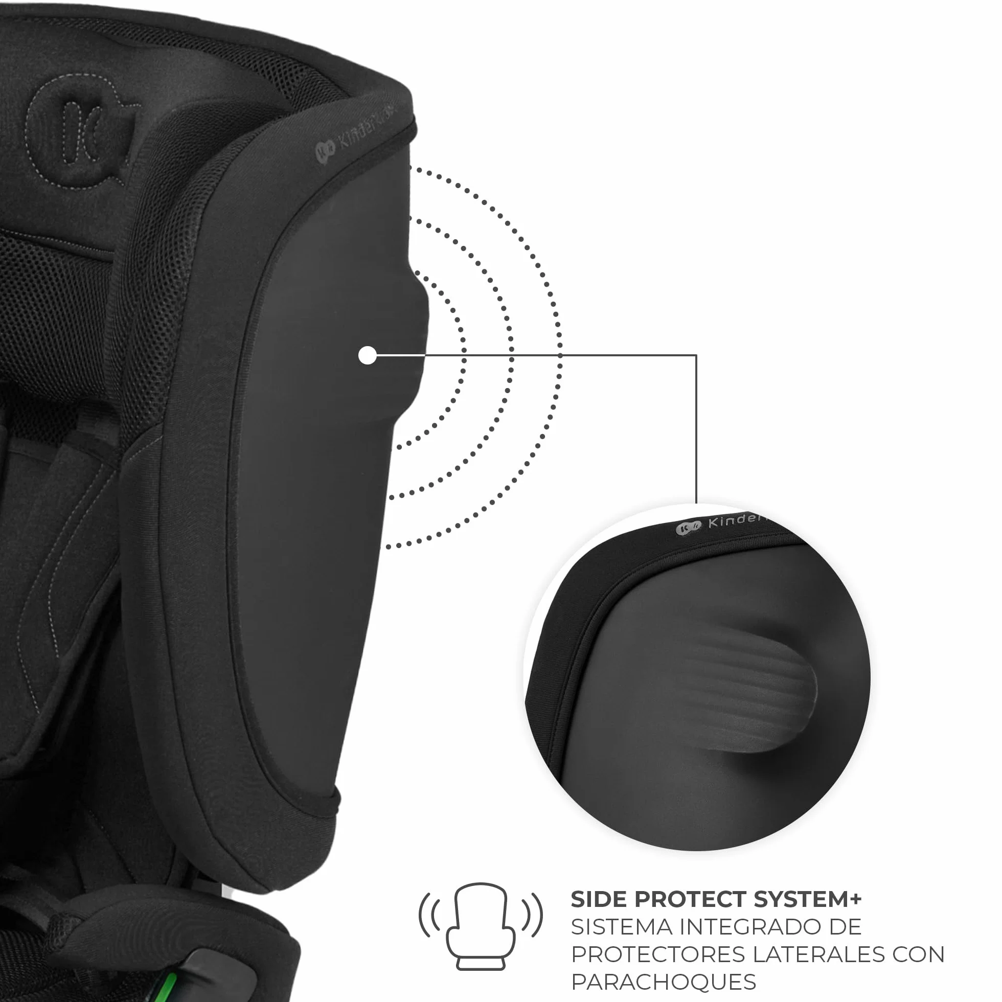 Kinderkraft FIX2GO Silla infantil i-size, 76-150 cm, base Isofix, Top Tether, sensores electrónicos, hasta aprox. 12 años, sistemas de seguridad, tapizados premium, reclinables, Negro