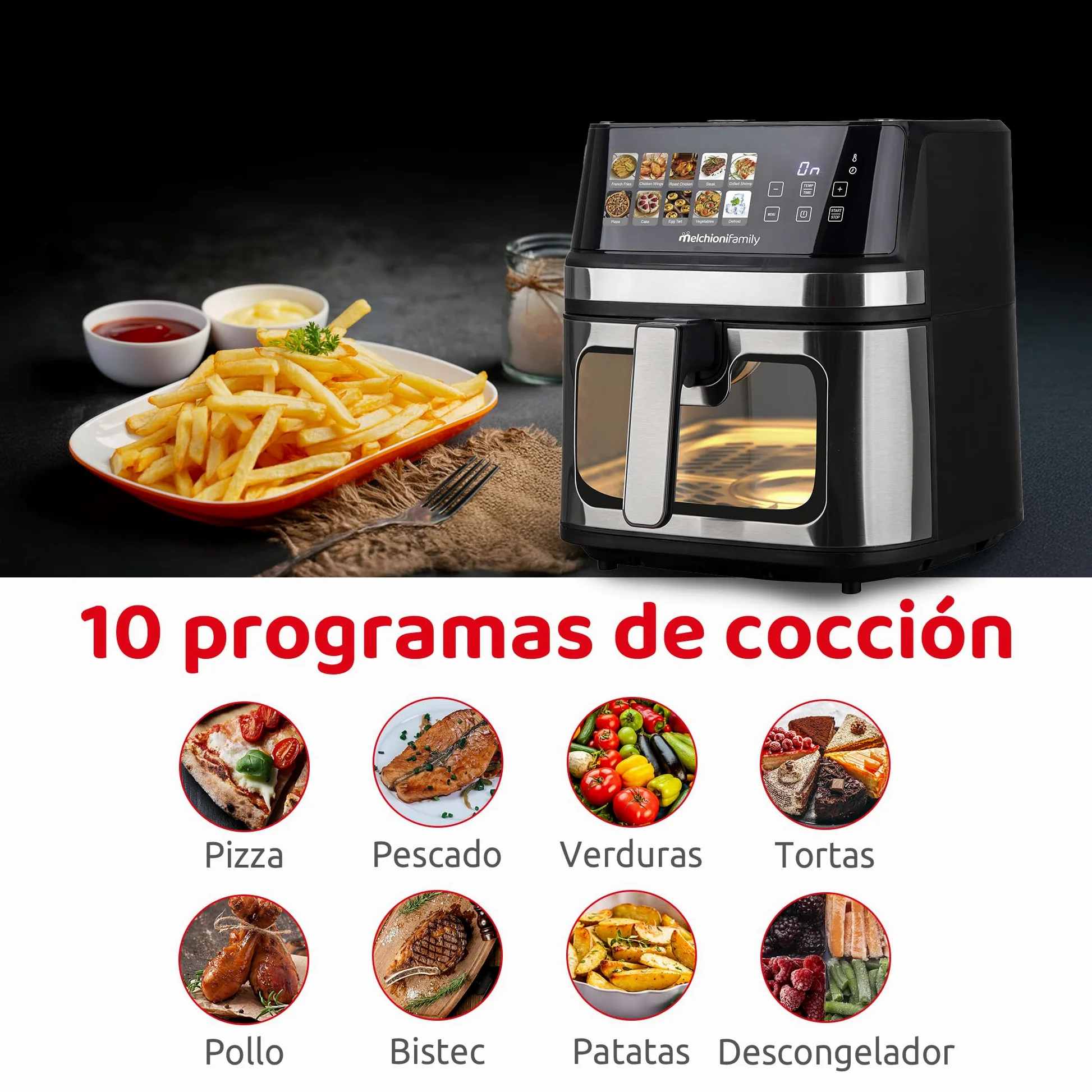 Melchioni Family | GAIA PLUS Freidora de Aire con Doble Resistencia 8L