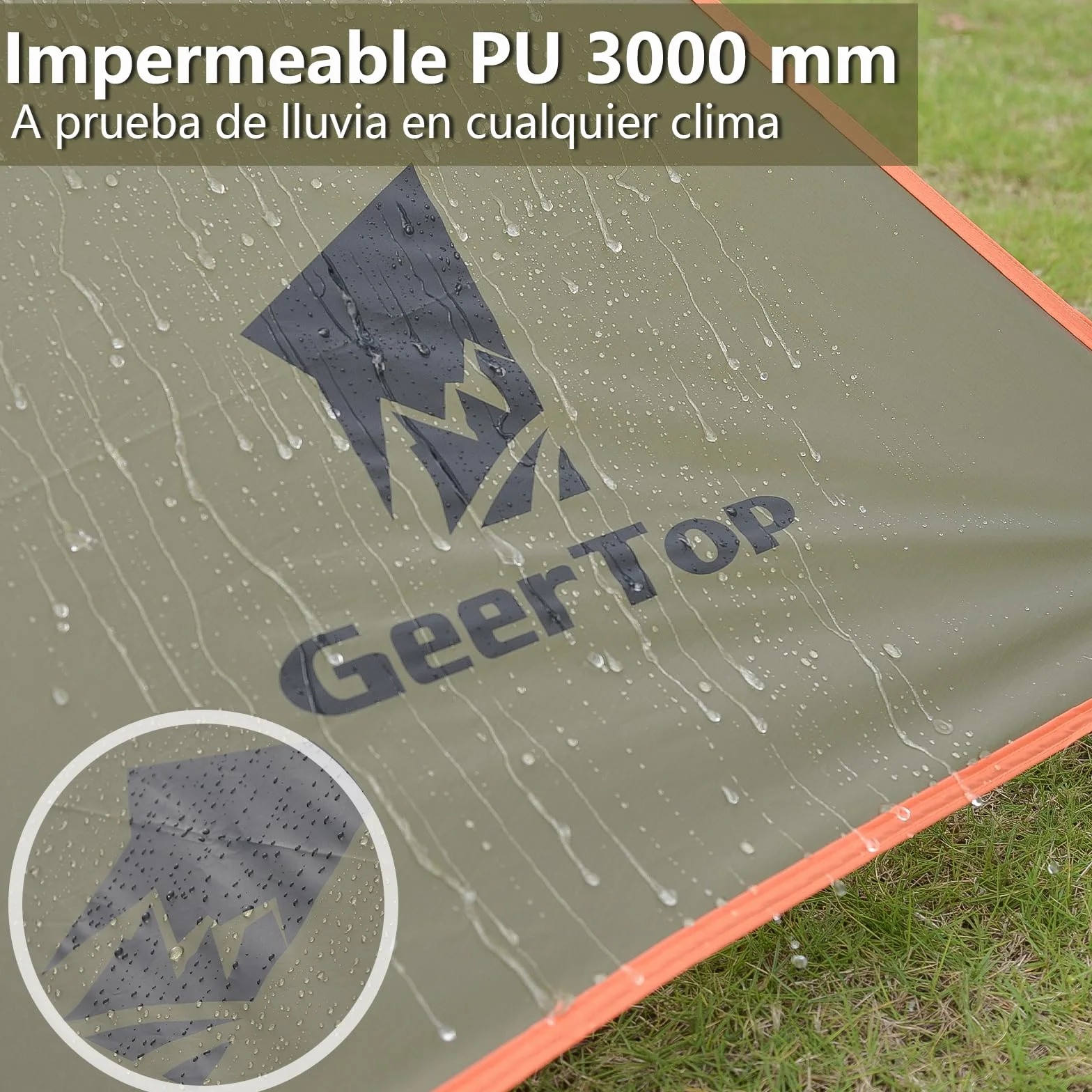 GEERTOP Toldo Lateral para Coche 3,5 x 5,8 m Impermeable 3000mm con 2 Mástiles Ajustables