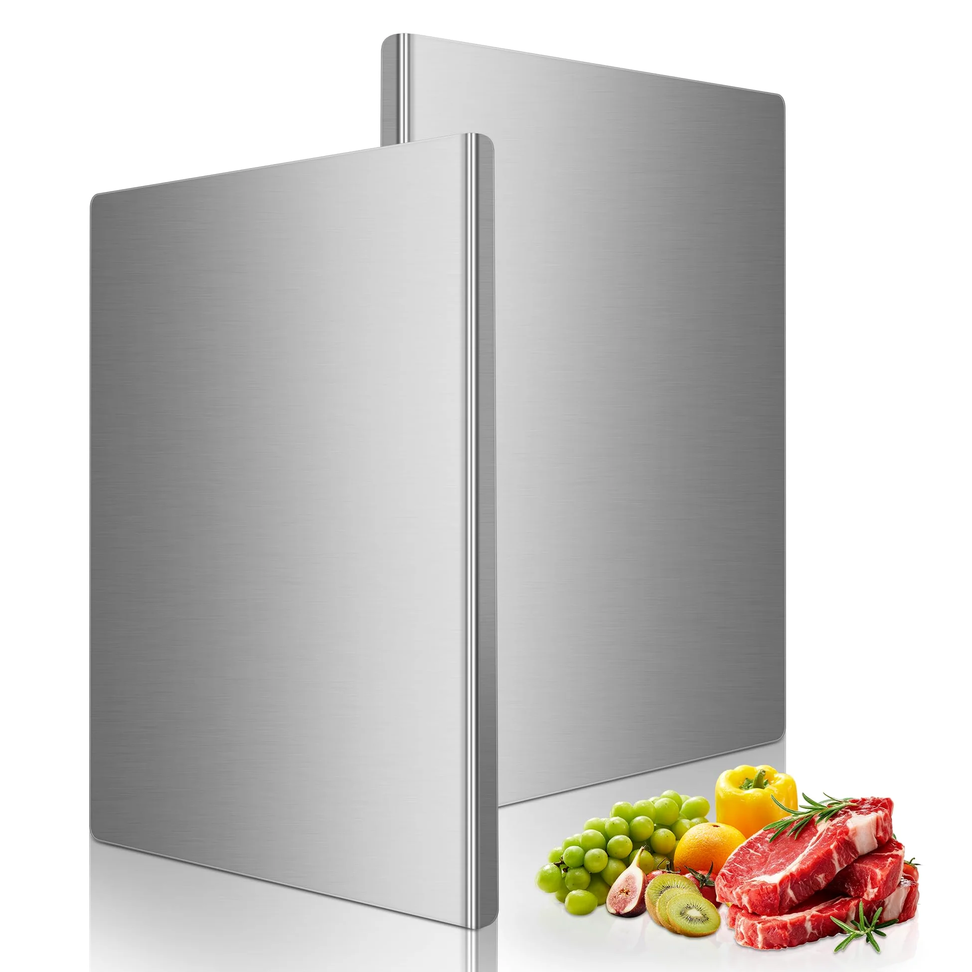Tabla de Cortar Acero Inoxidable 2 piezas con Borde 40 x 30 cm | Tabla de Cortar de Cocina para Cortar con Borde para Encimera