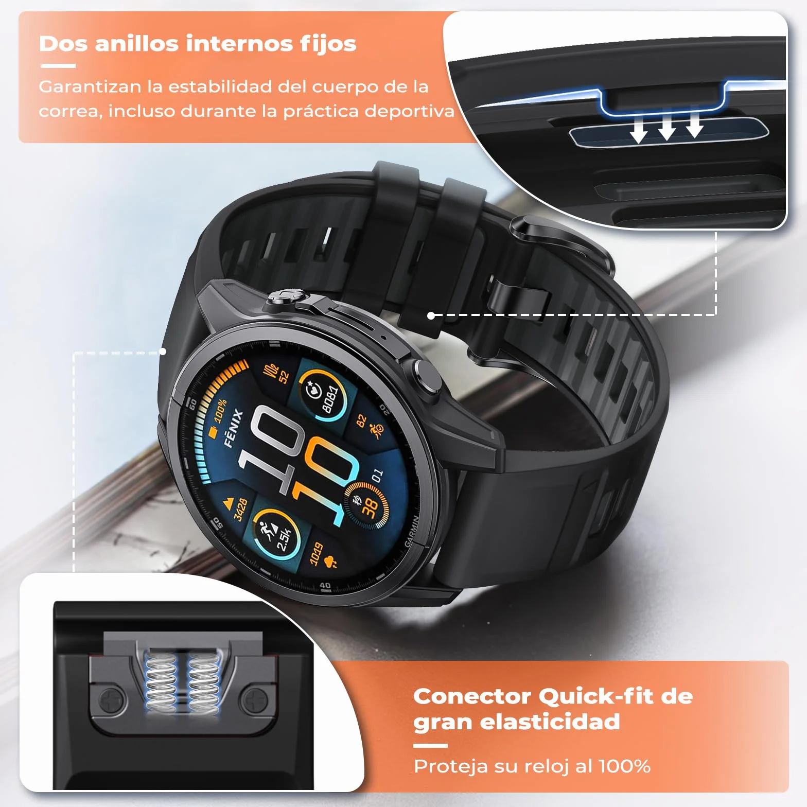 Correa Garmin Fenix 7S 6S 5S 8 43mm Quickfit 20mm