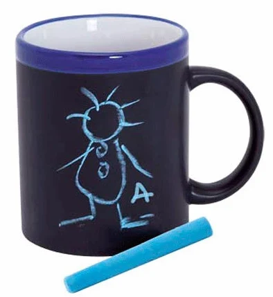 DISOK Lote de 30 Tazas Pizarra Cerámica Ideales para Desayuno, en Caja de Regalo. Tazas Infantiles para Colorear