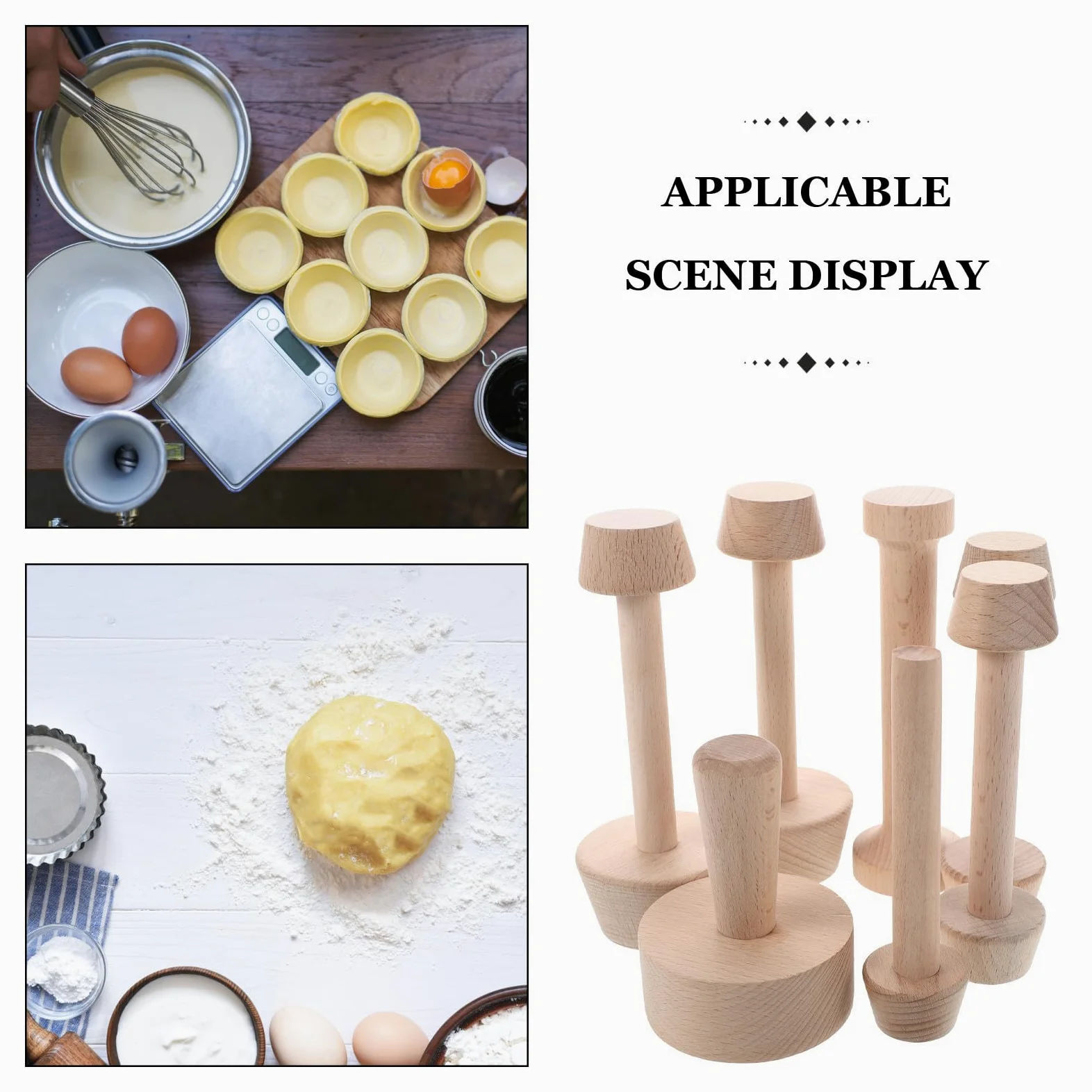 Set de 7 Moldes para Tarta de Huevo de Madera Robusta Diseño Doble Cara, Fácil de Limpiar, Adecuado para Fiestas y Pequeñas Pastelerías