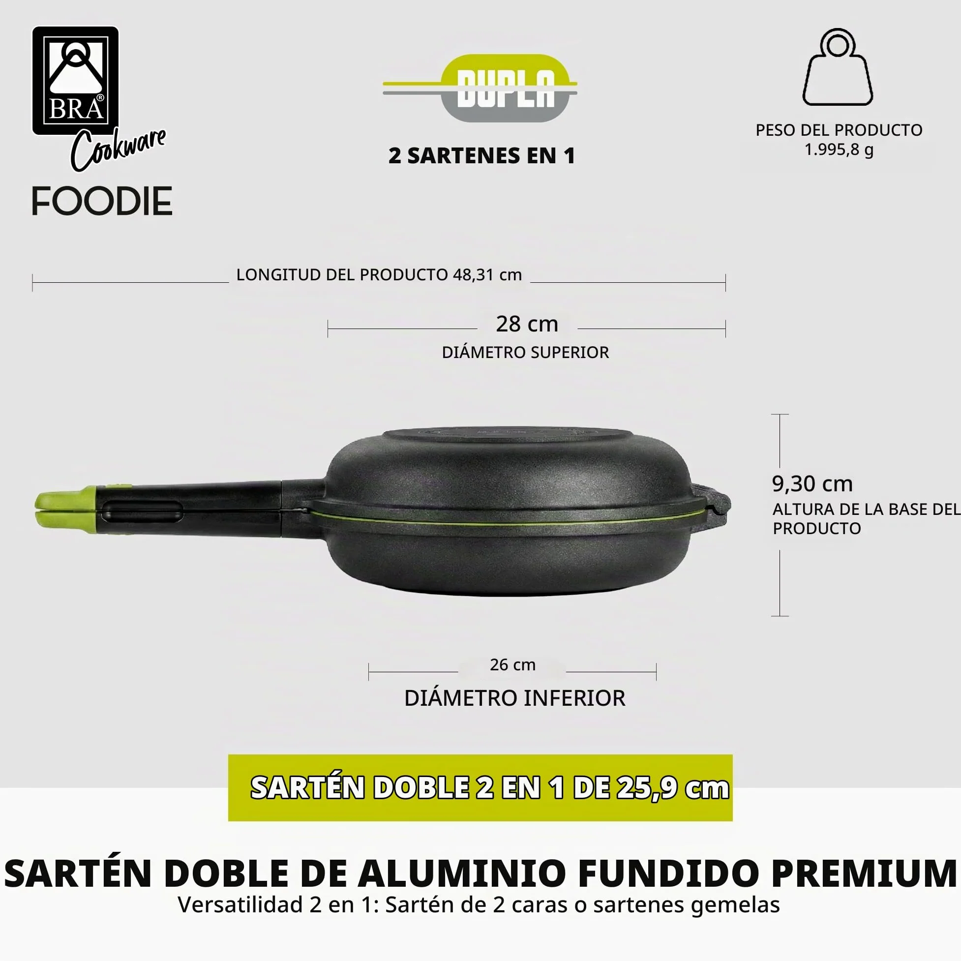 BRA Sarten Doble Tortillas Foodie 26 Cm Induccion
