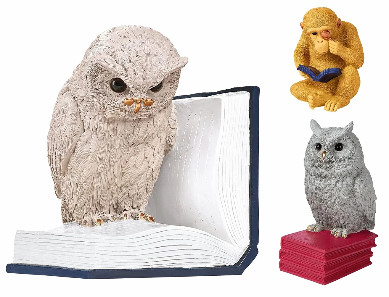 Moses. Sujetalibros B-Uhu-ch - Objeto Decorativo para estantería, diseño de búho 3D como Tope para los Libros Favoritos, 83357, Grande, Color Azul, Blanco