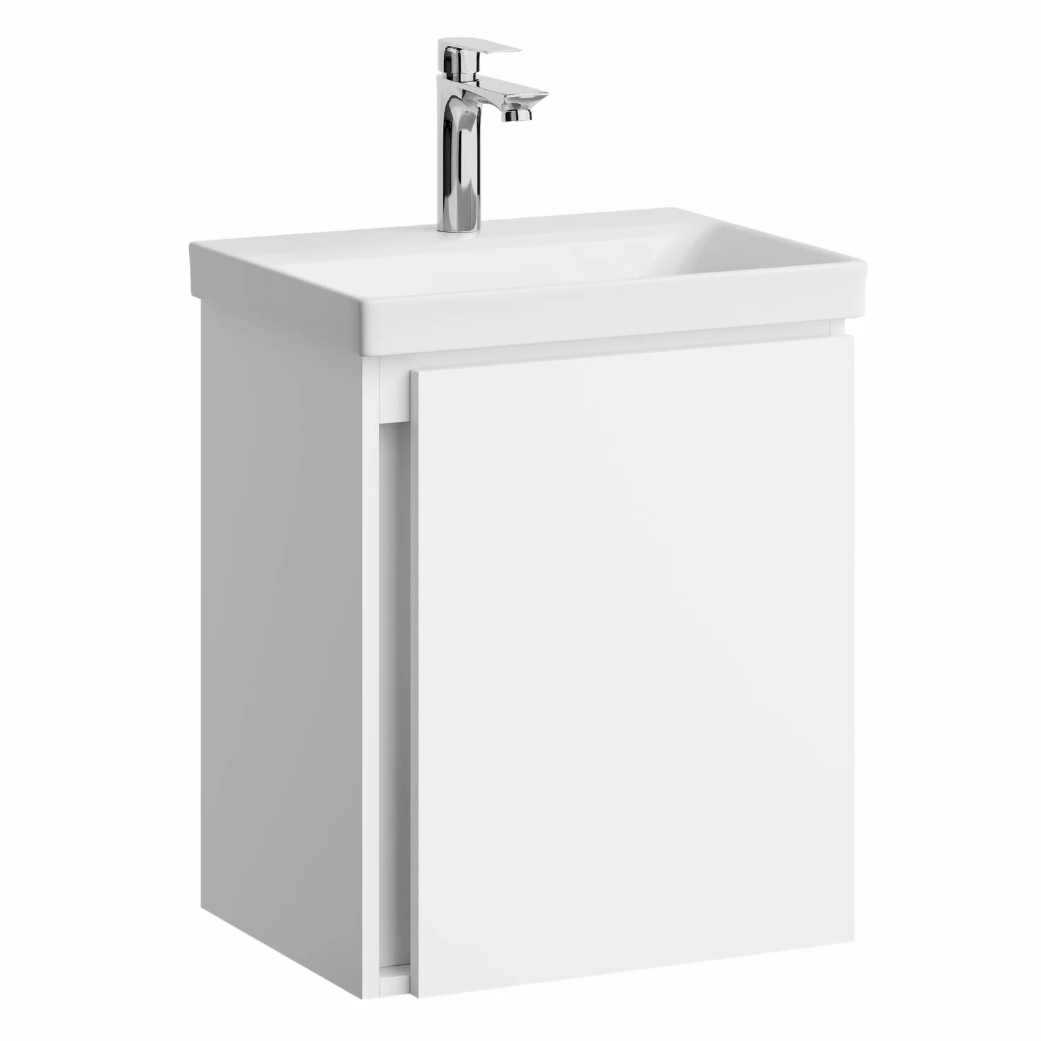 Planetmöbel Lavabo con Mueble 50 cm, Armario bajo Colgante, Cierre amortiguado, Juego de Muebles de baño, Blanco | Armario para lavabo colgante, cierre suave, juego de muebles de baño con lavabo