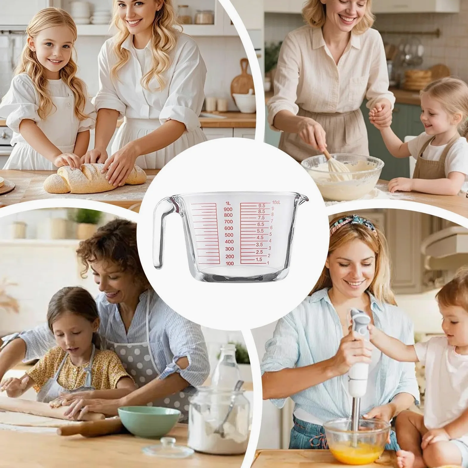 Vasos medidores de vidrio transparente portátil y | Contenedor de medición de líquidos para preparar comidas, cocinar, hornear, cocina, hogar, casa, alimentos de interior