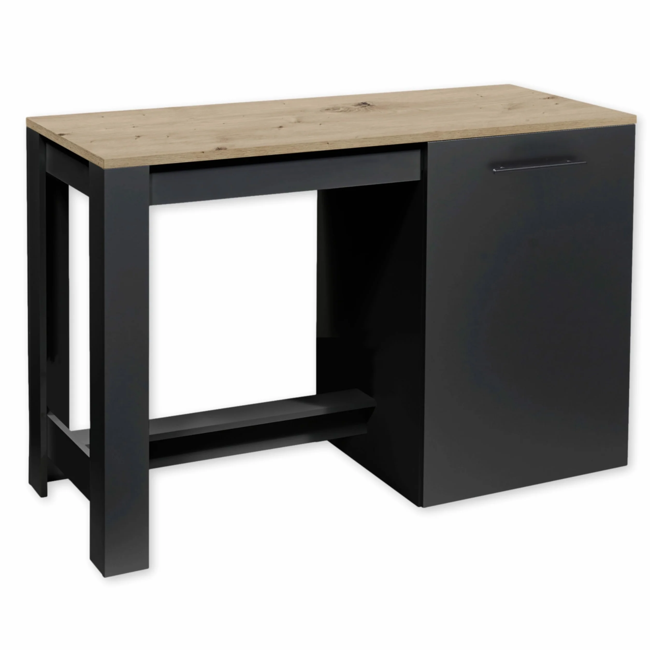 Stella Trading ADON Moderna Independiente Mate, Aspecto Artesano-Espaciosa Isla de Cocina con encimera, Madera de ingeniería, Negro Black Artisan Roble, 138 x 91 x 56 cm
