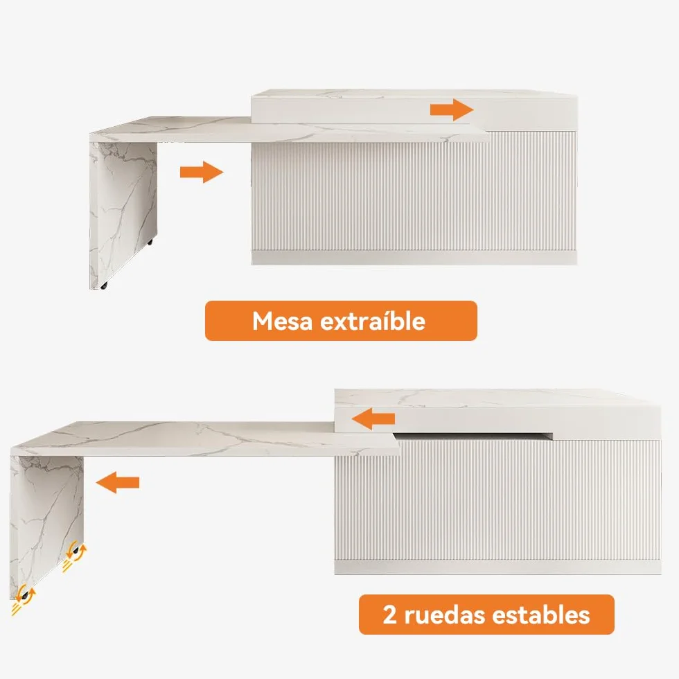 Homary Isla de Cocina Extensible con Almacenamiento múltiple para Cocina y Comedor, hacia la Derecha 205-268cm x 90cm (Blanco Mate y Blanco: Madera de ingeniería, Izquierda: 205-268cm)