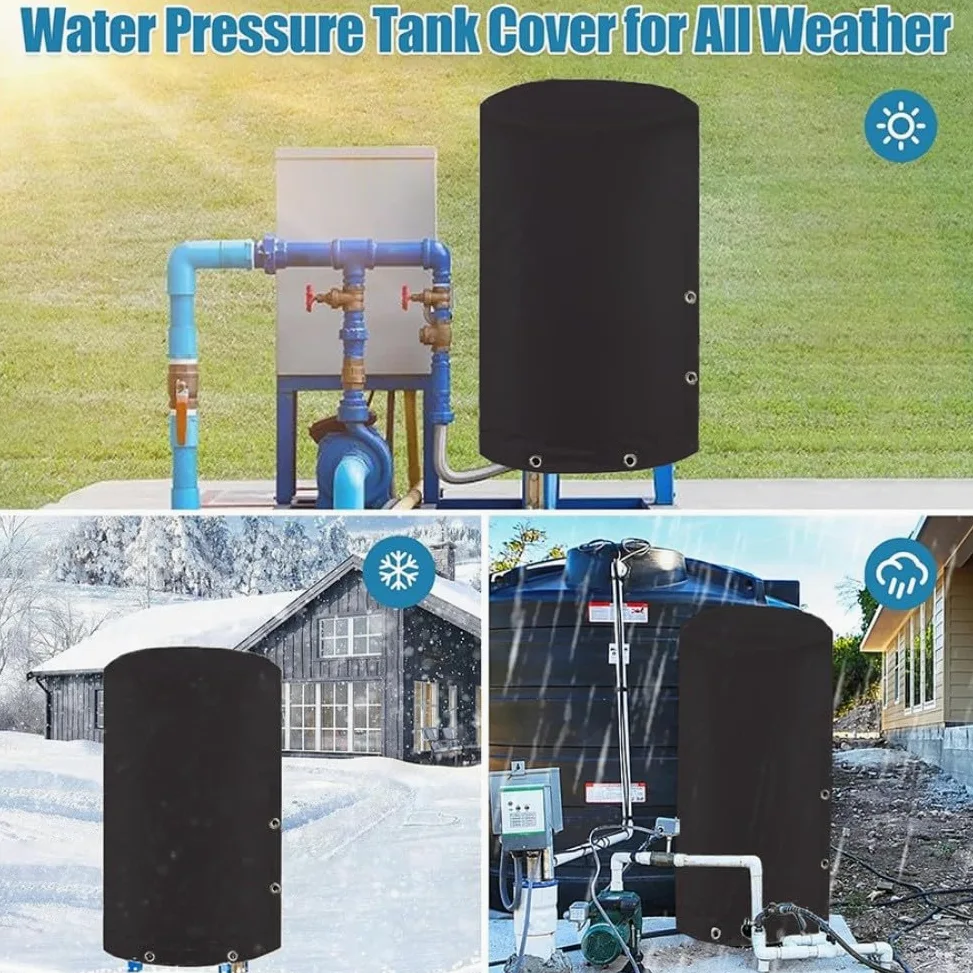 Cubierta redonda de aislamiento para tanque de presión, 61 x 86 cm, resistente a la intemperie, tela Oxford, protector de bomba para pozo de agua, color negro