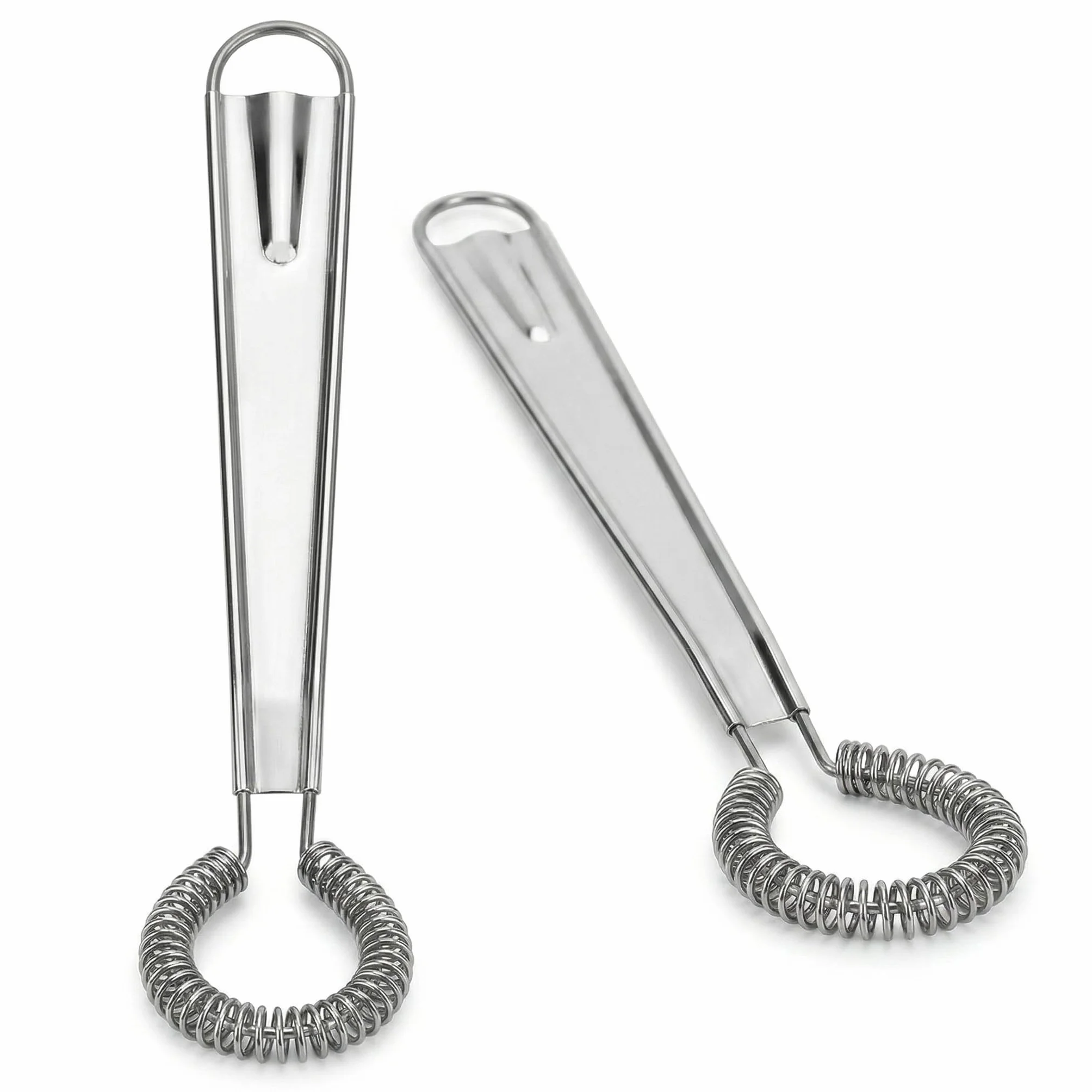Conjunto de 2 Batidores de Cocina de Acero Inoxidable, Batidora de Mano Pequeña de Acero Inoxidable para Salsas y Café, Mini Varillas Manuales de Resorte para Batir Huevos y Leche