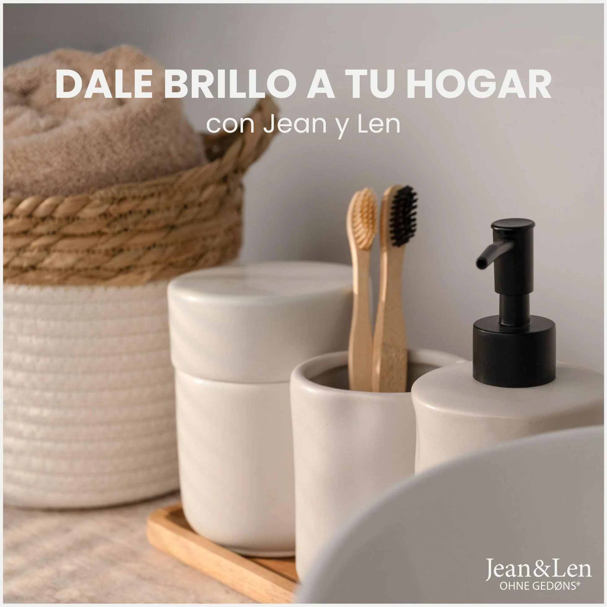 Jean & Len cesta de almacenaje redonda algodón junco 17 x 17 cm