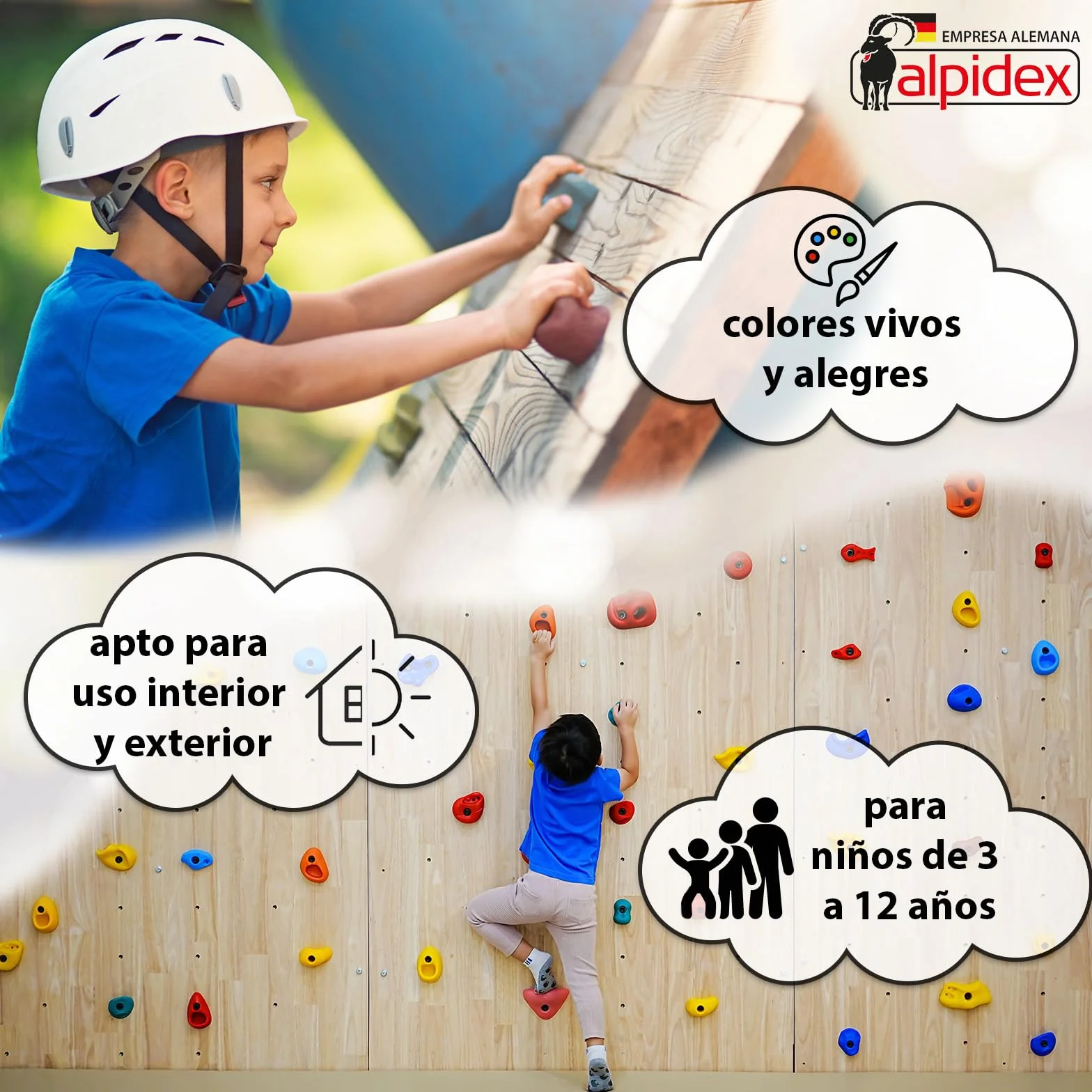 ALPIDEX Presas de Escalada para niños 200 kg 20 Piezas